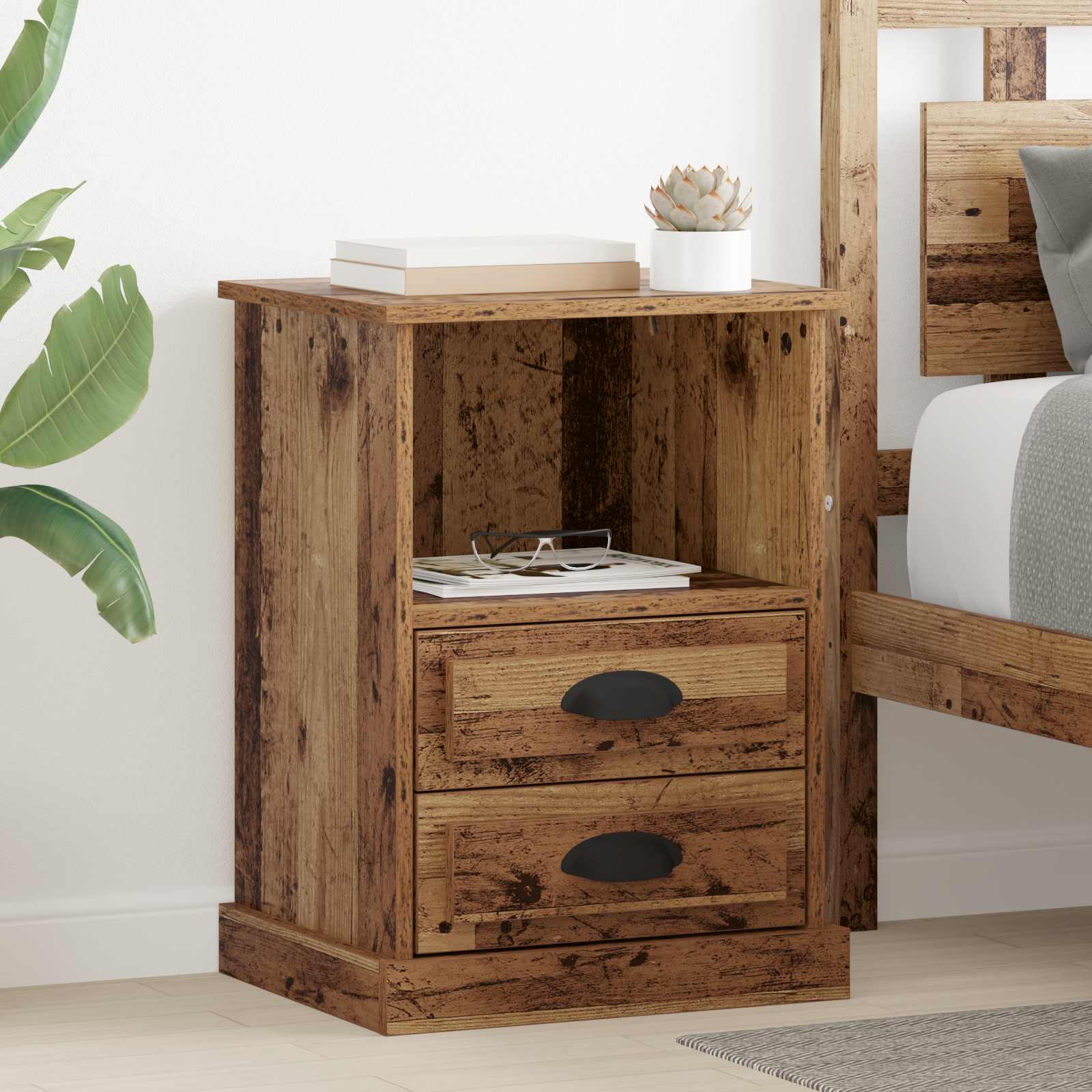 Noćni ormar 2 pcs Staro drvo 36 x 43 x 60 cm Konstruirano drvo