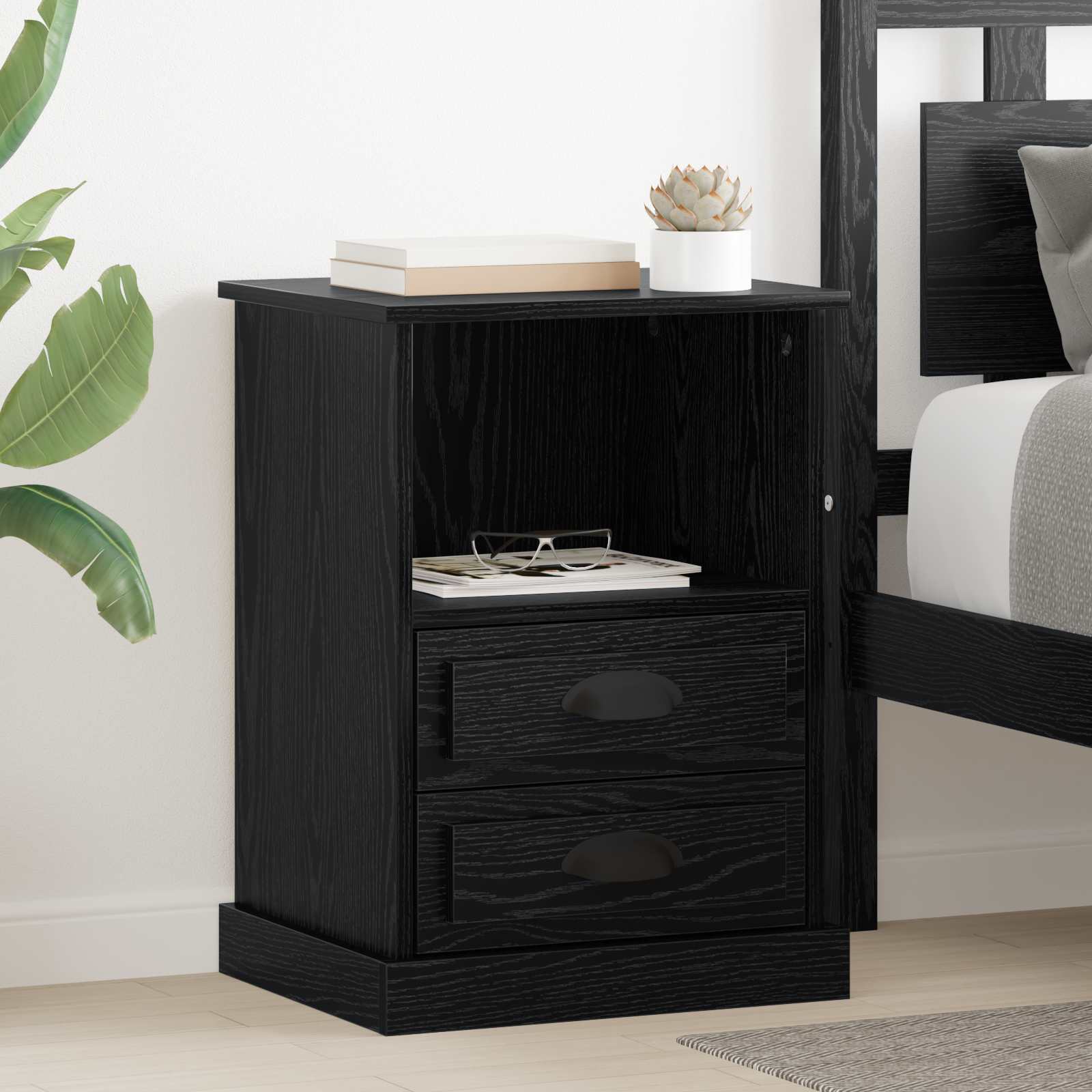 Noćni ormar 2 pcs Crni hrast 36 x 43 x 60 cm Konstruirano drvo