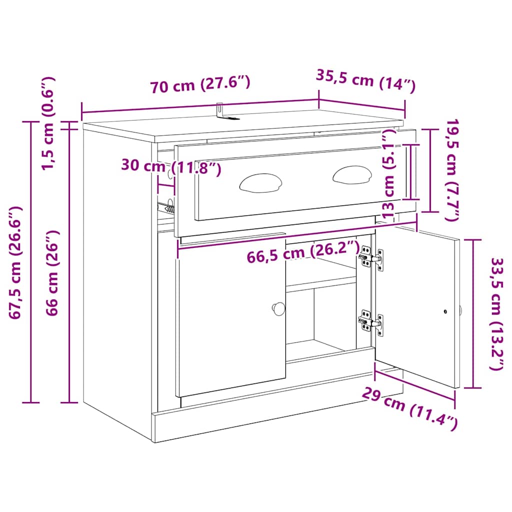 Highboard Staro drvo 70 x 35,5 x 67,5 cm Konstruirano drvo