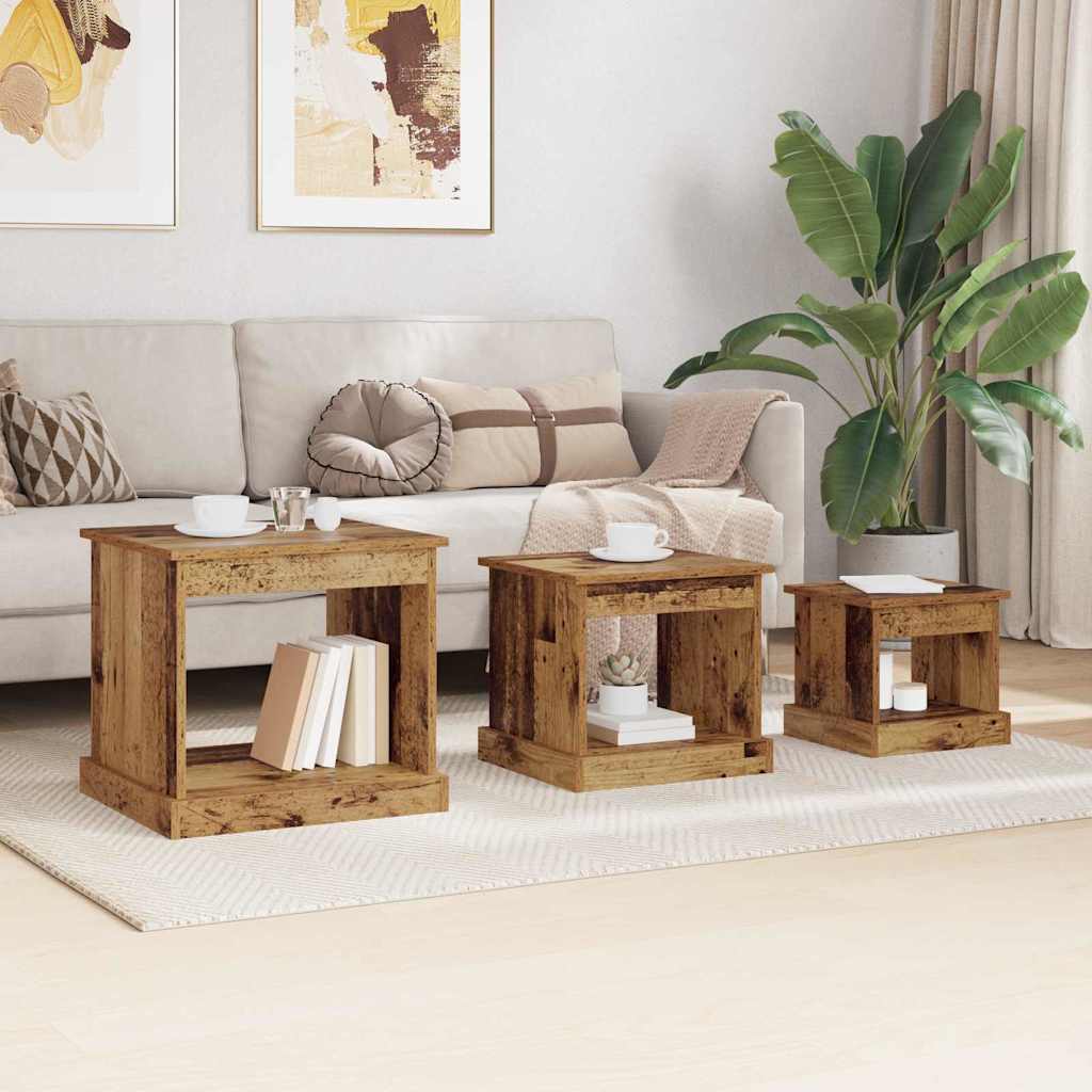 Kava Stol 3 pcs Staro drvo Konstruirano drvo