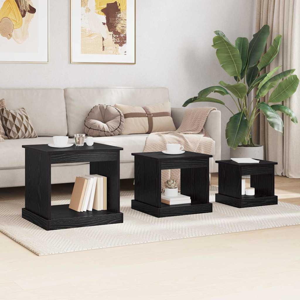 Kava Stol 3 pcs Crni hrast Konstruirano drvo