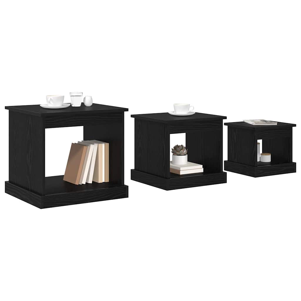 Kava Stol 3 pcs Crni hrast Konstruirano drvo