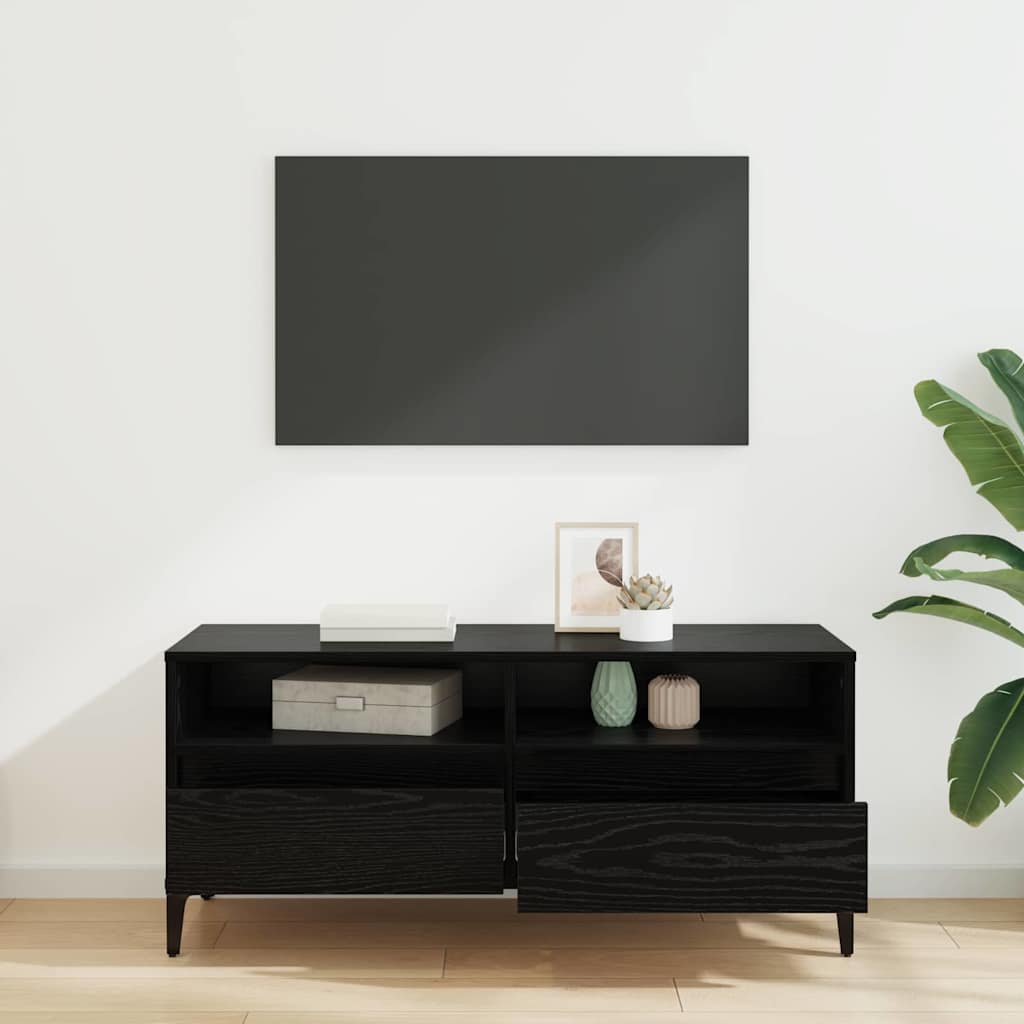TV ormar Crni hrast 100 x 34,5 x 44,5 cm Obrađeno drvo i čelik