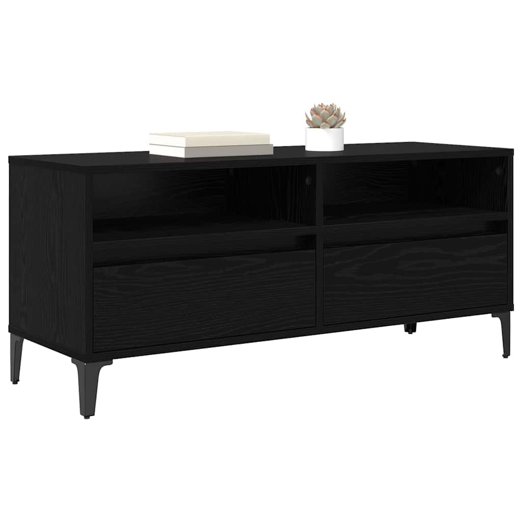TV ormar Crni hrast 100 x 34,5 x 44,5 cm Obrađeno drvo i čelik