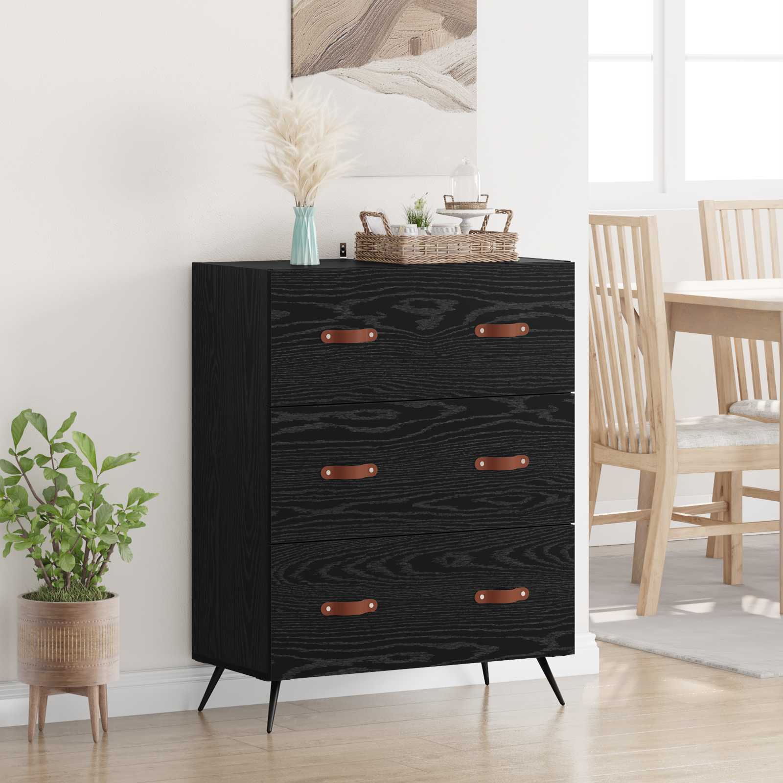 Komoda Crni Hrast 69,5 x 34 x 90 cm Konstrukcijsko drvo