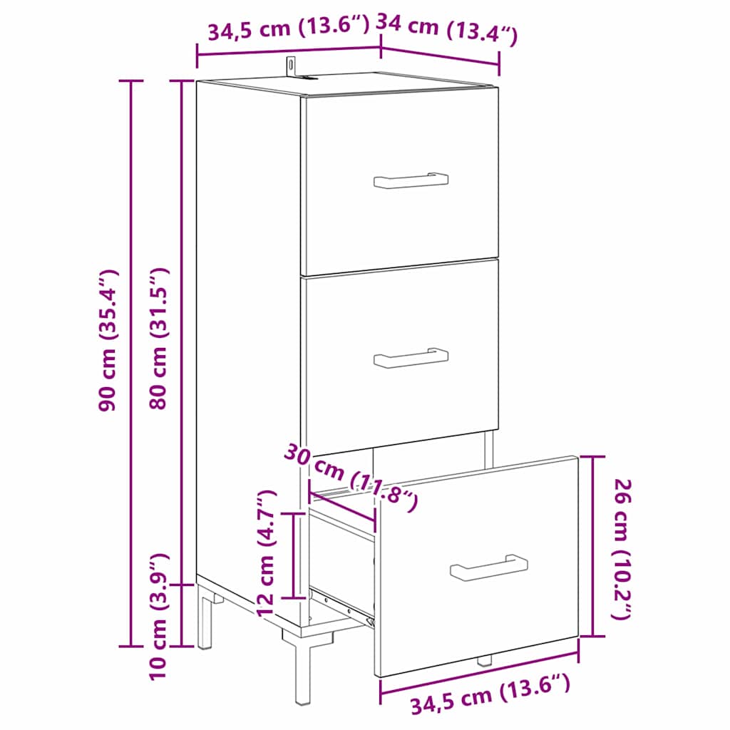 Kreveta Crni hrast 34,5 x 34 x 90 cm Konstruirano drvo