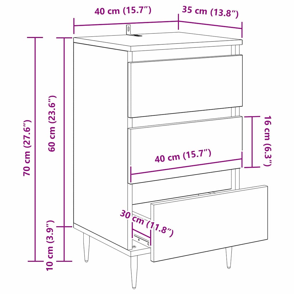 Kreveta s ladicama Staro drvo 35 x 40 x 70 cm Konstruirano drvo
