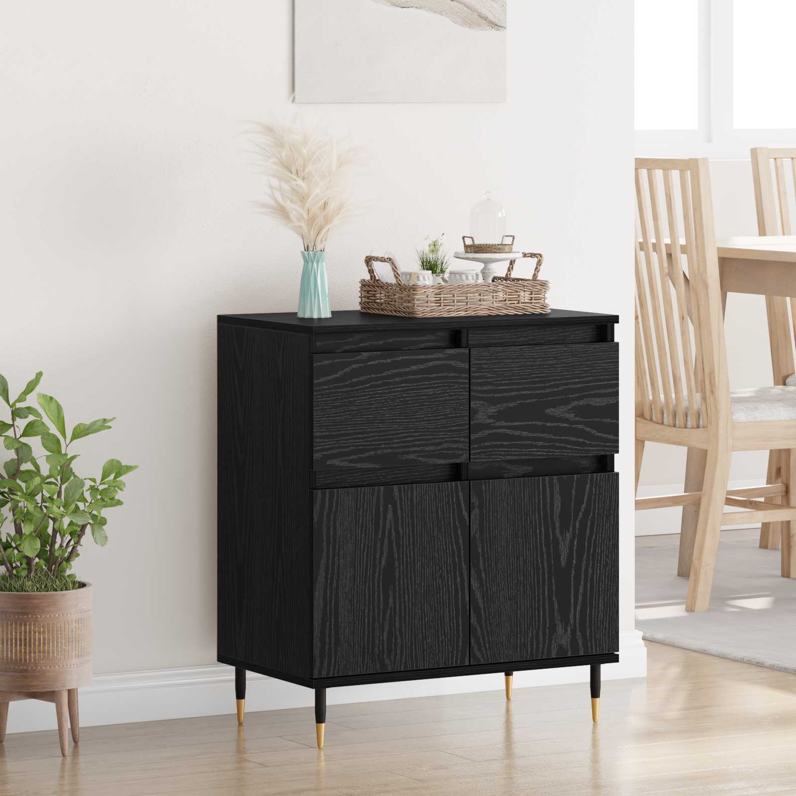 Kreveta Crni hrast 60 x 35 x 70 cm Obrađeno drvo i čelik