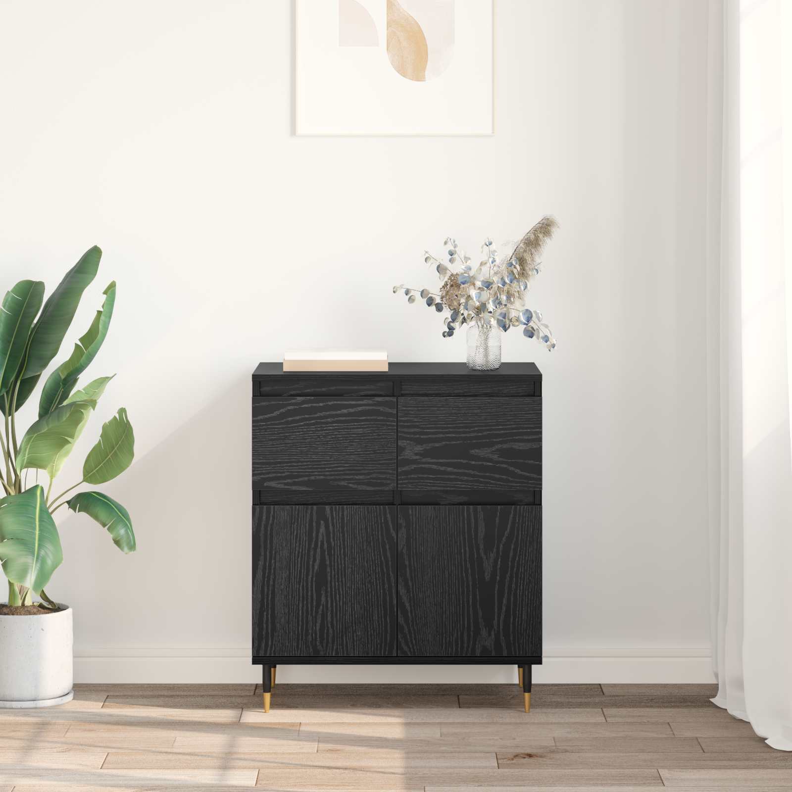 Kreveta Crni hrast 60 x 35 x 70 cm Obrađeno drvo i čelik