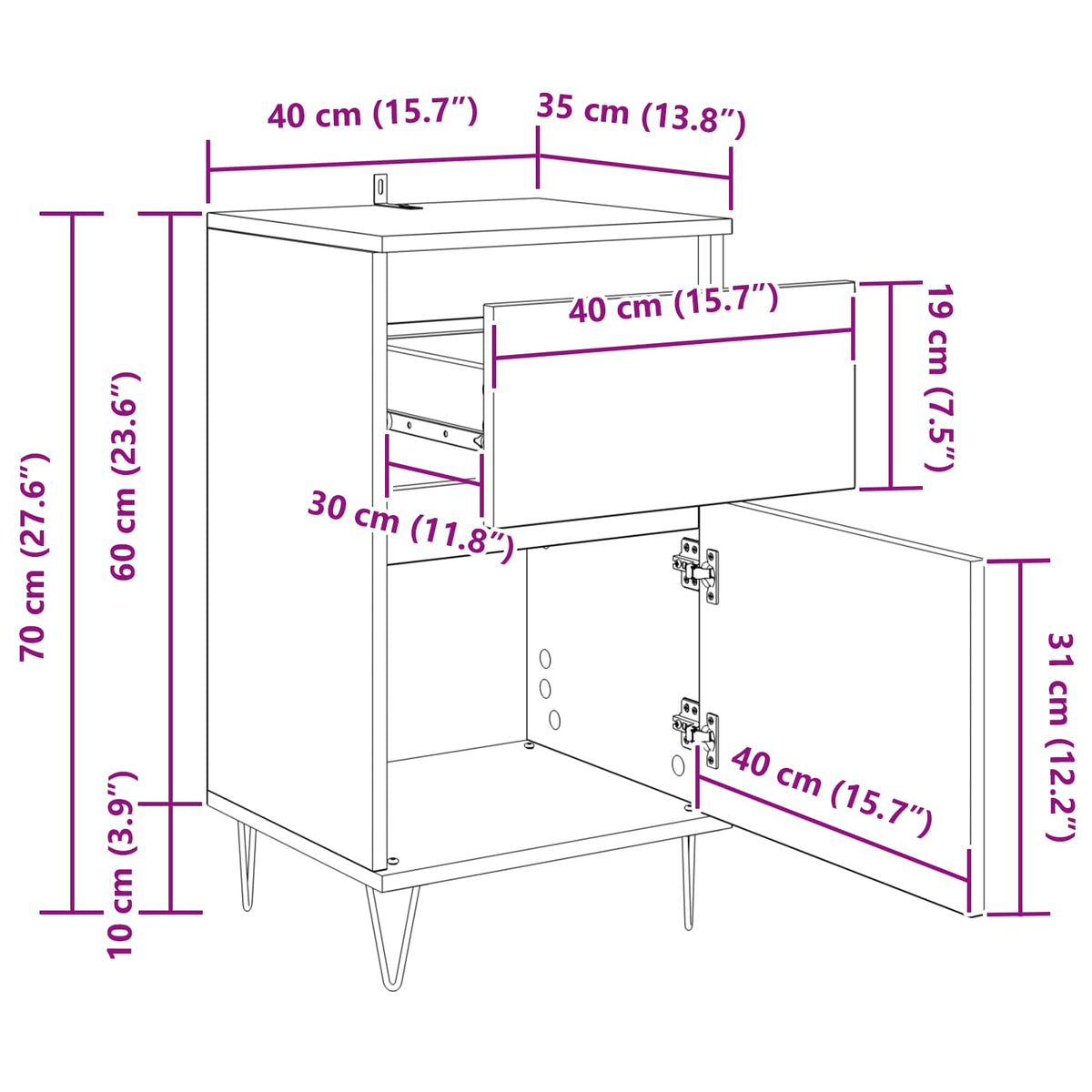 Kreveta s ladicama Staro drvo 35 x 40 x 70 cm Konstruirano drvo