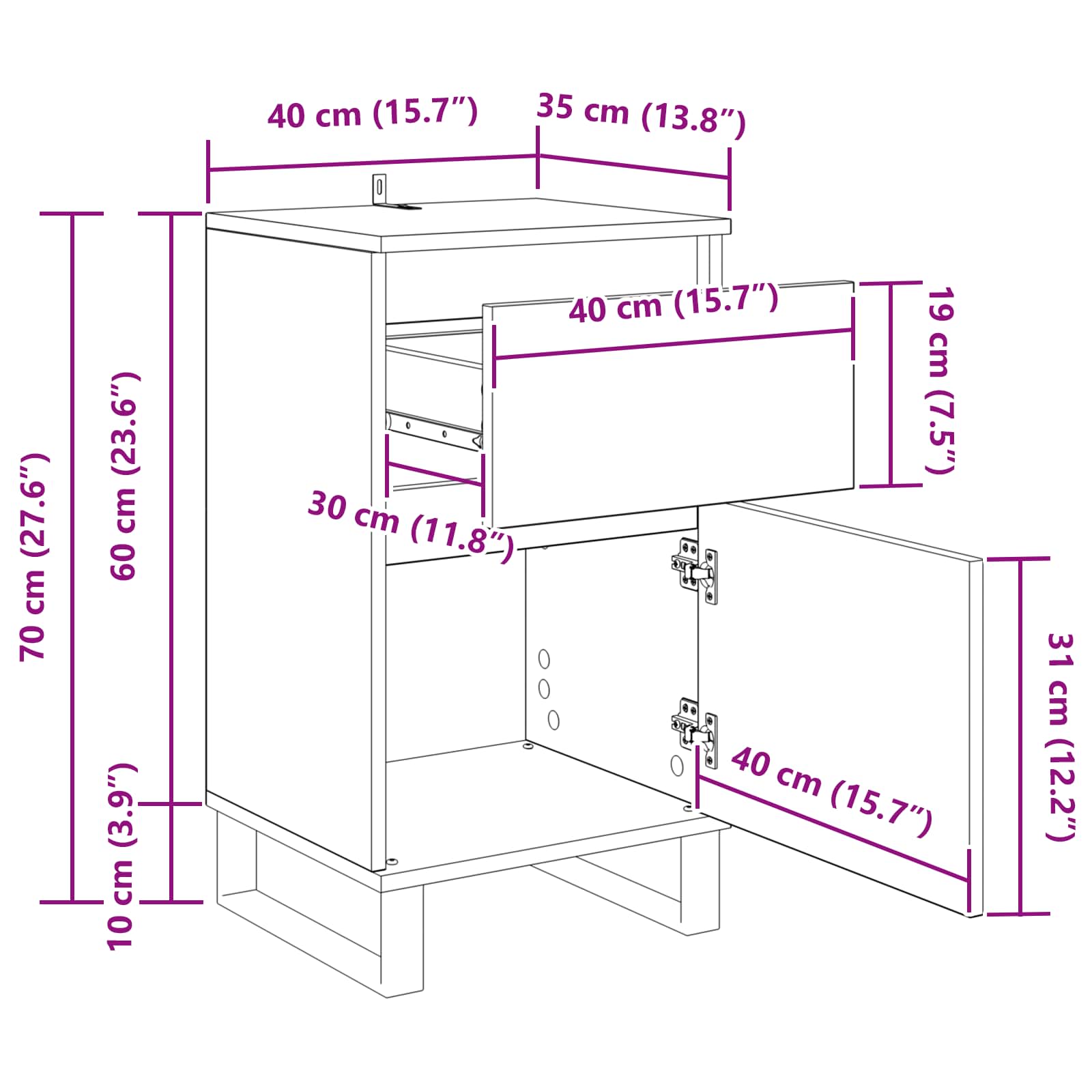 Kreveta s ladicama Crni hrast 35 x 40 x 70 cm Konstruirano drvo