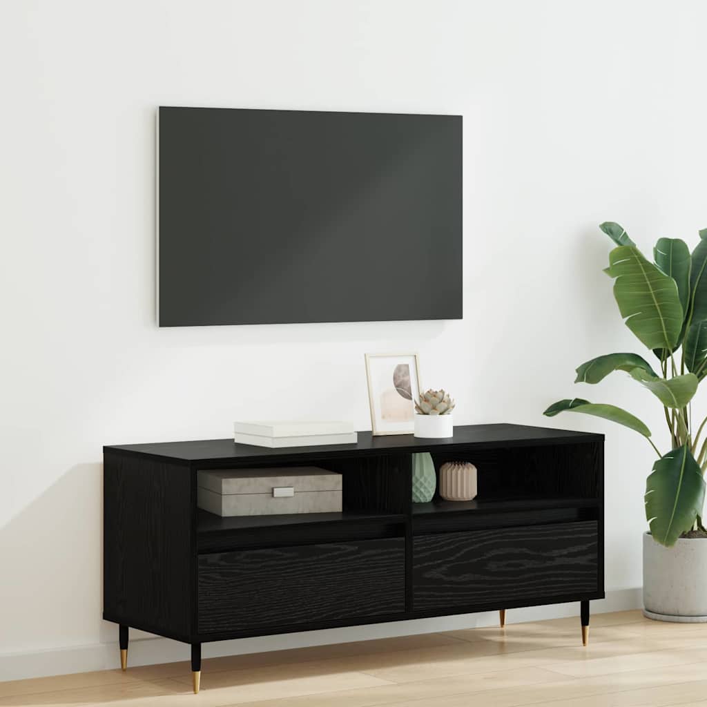TV ormar Crni hrast 100 x 34,5 x 44,5 cm Obrađeno drvo i čelik