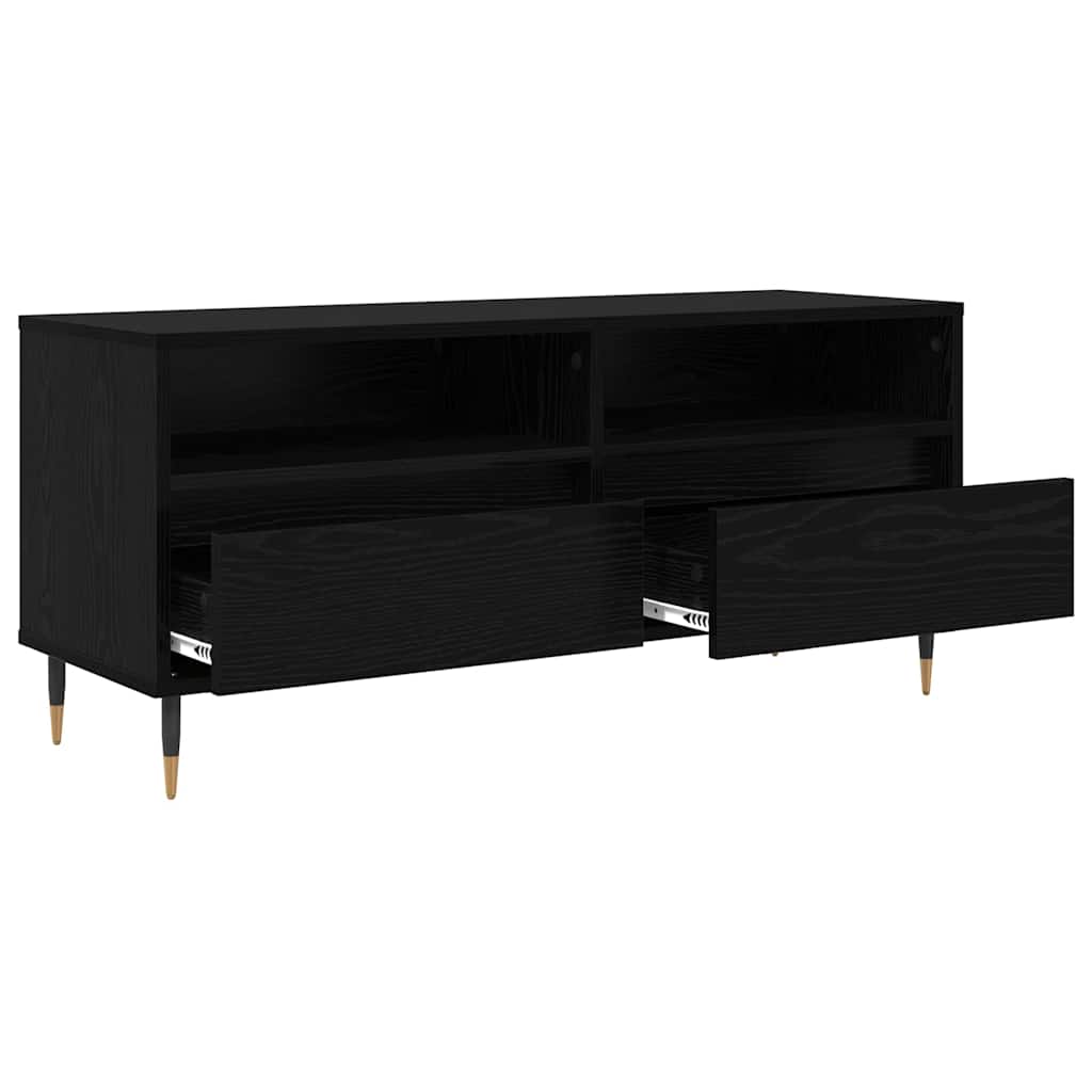 TV ormar Crni hrast 100 x 34,5 x 44,5 cm Obrađeno drvo i čelik