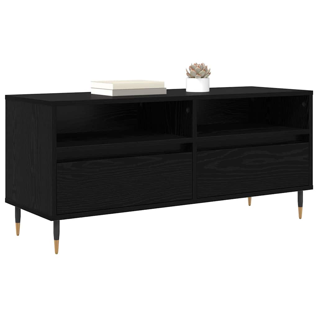TV ormar Crni hrast 100 x 34,5 x 44,5 cm Obrađeno drvo i čelik