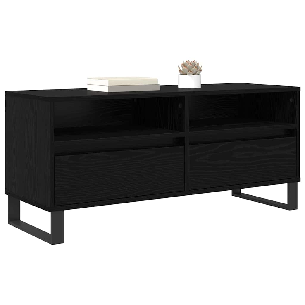 TV ormar Crni hrast 100 x 34,5 x 44,5 cm Obrađeno drvo i čelik