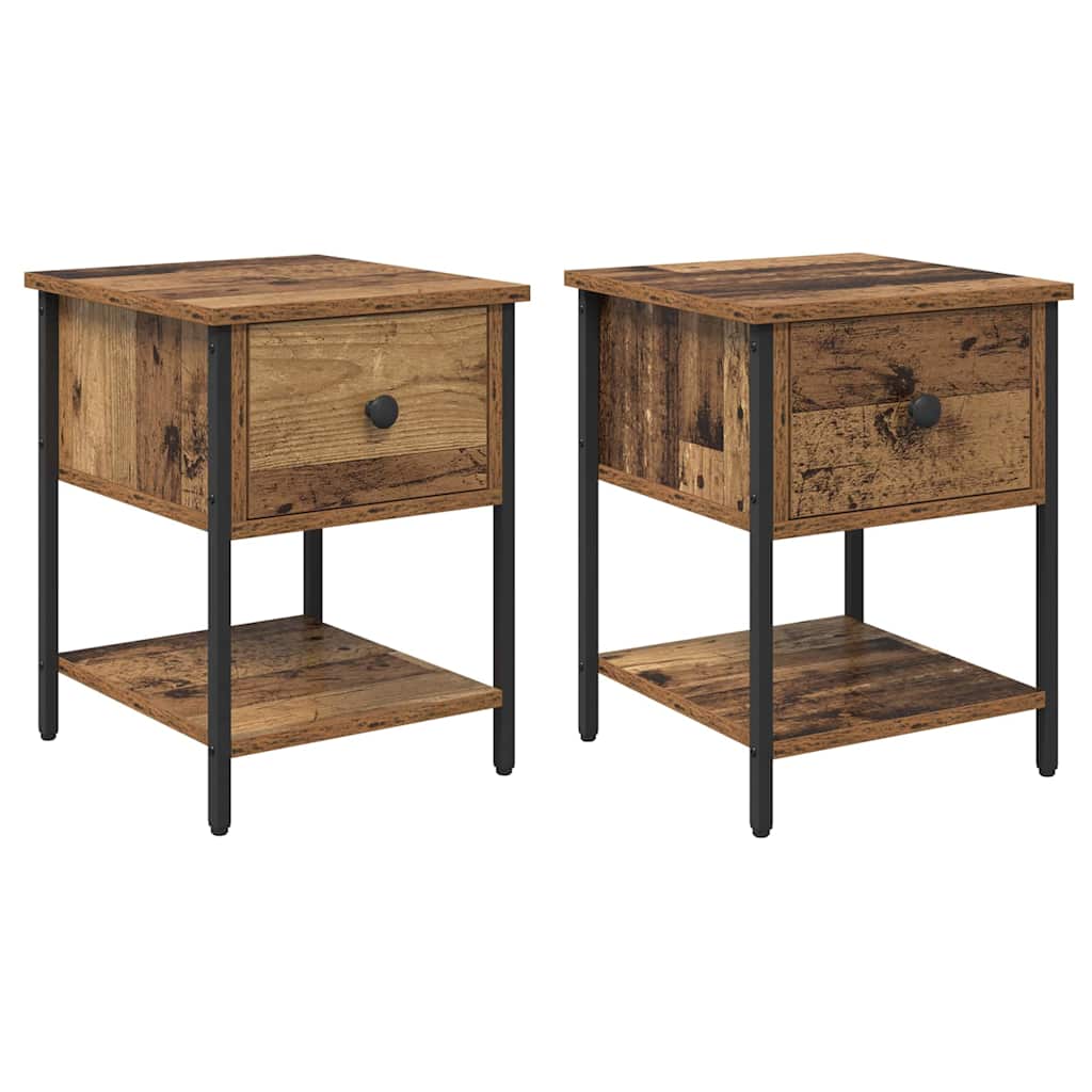 Noćni ormarić s ladicama 2 pcs Staro drvo 34 x 35,5 x 45 cm