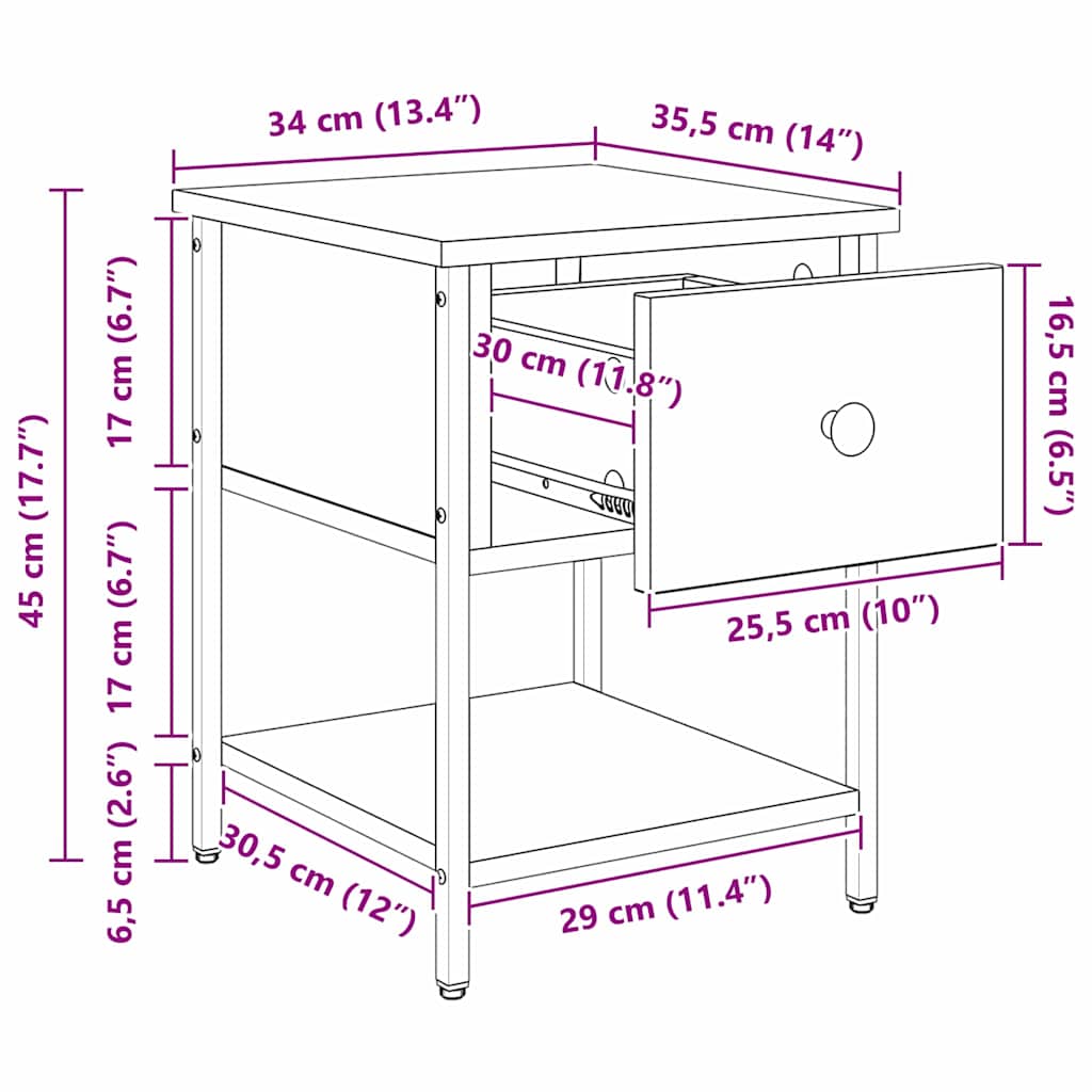 Noćni ormarić 2 pcs Umjetnički hrast 34 x 35,5 x 45 cm