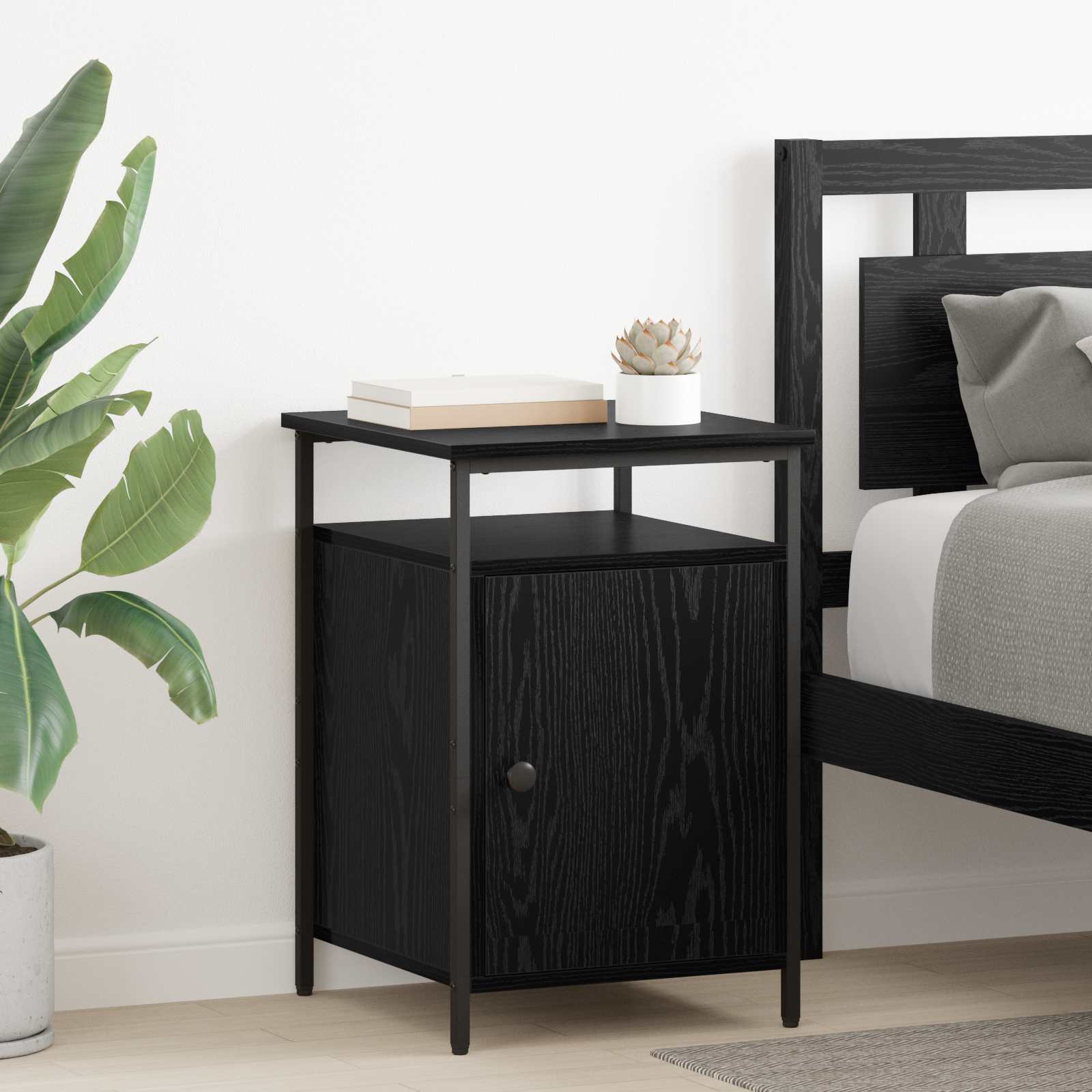 Noćni ormar 2 pcs Crni hrast 40 x 42 x 60cm Konstruirano drvo
