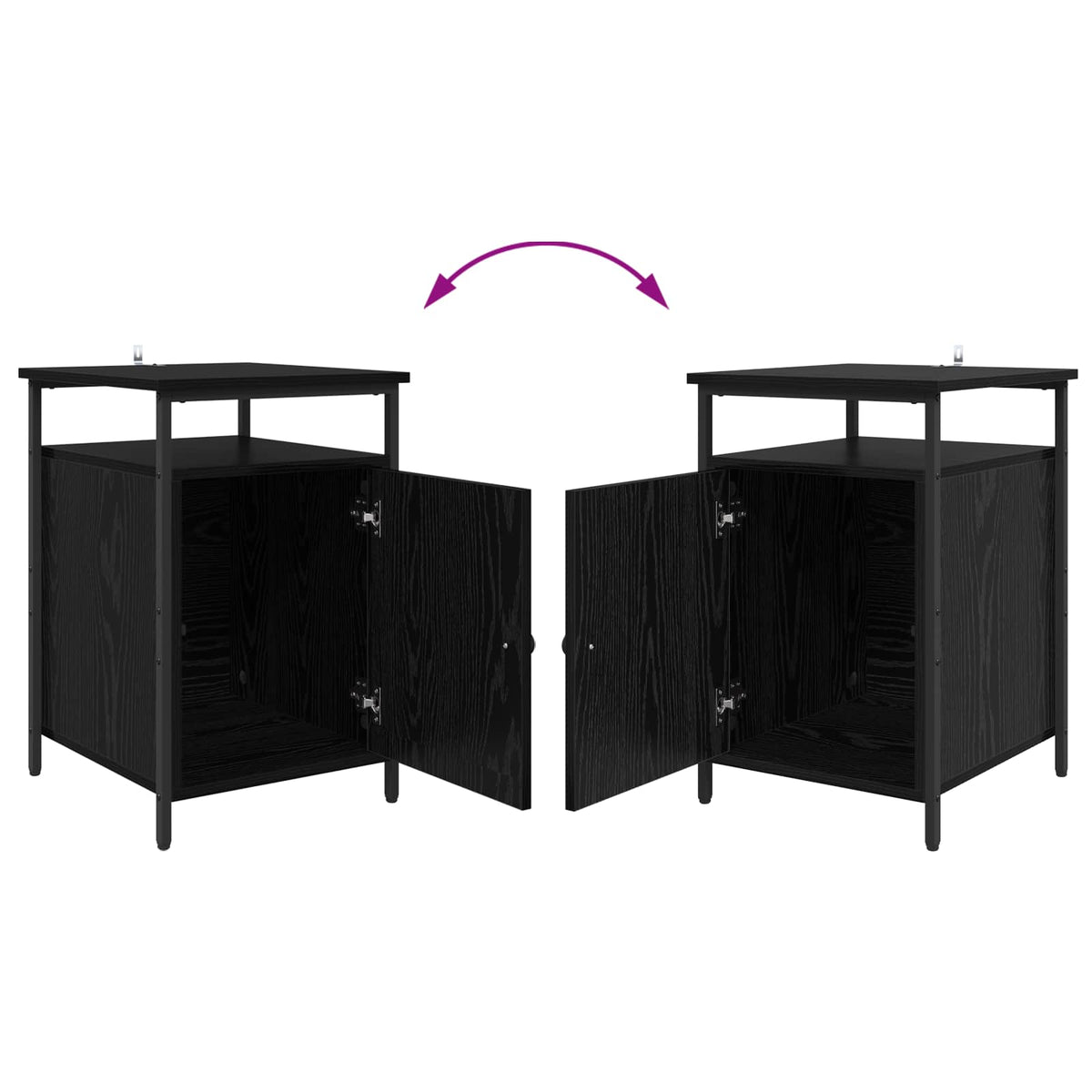 Noćni ormar 2 pcs Crni hrast 40 x 42 x 60cm Konstruirano drvo