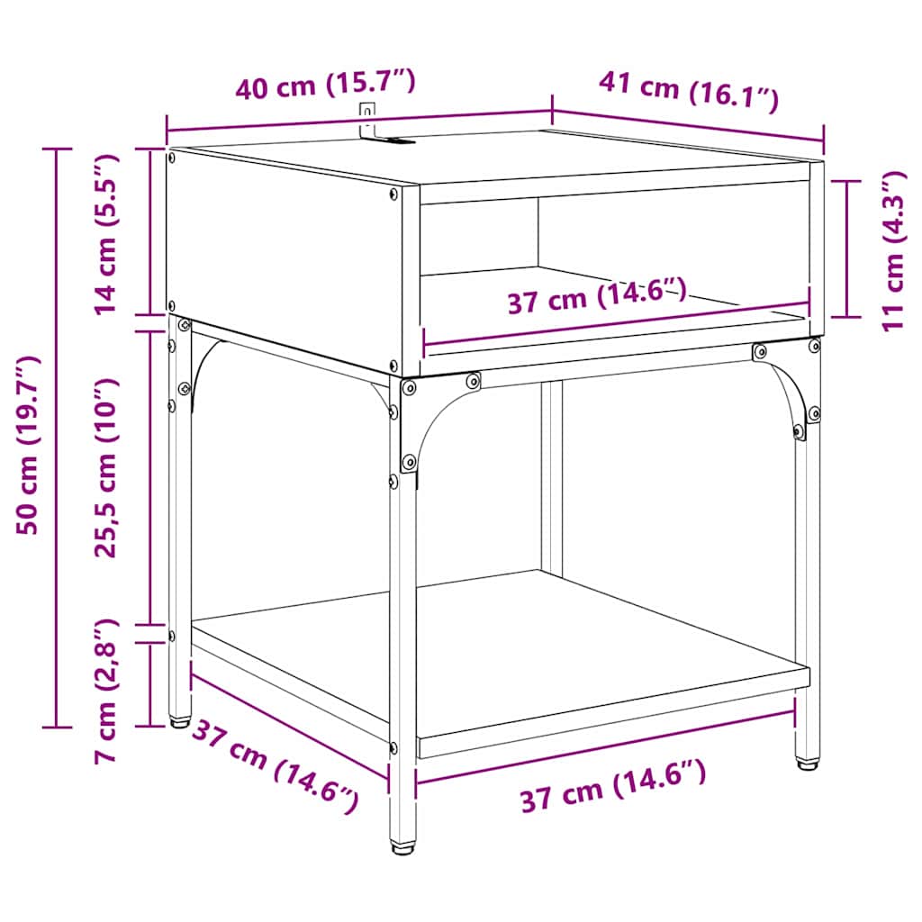 Noćni ormarić 2 pcs Staro drvo 40 x 40 x 50 cm