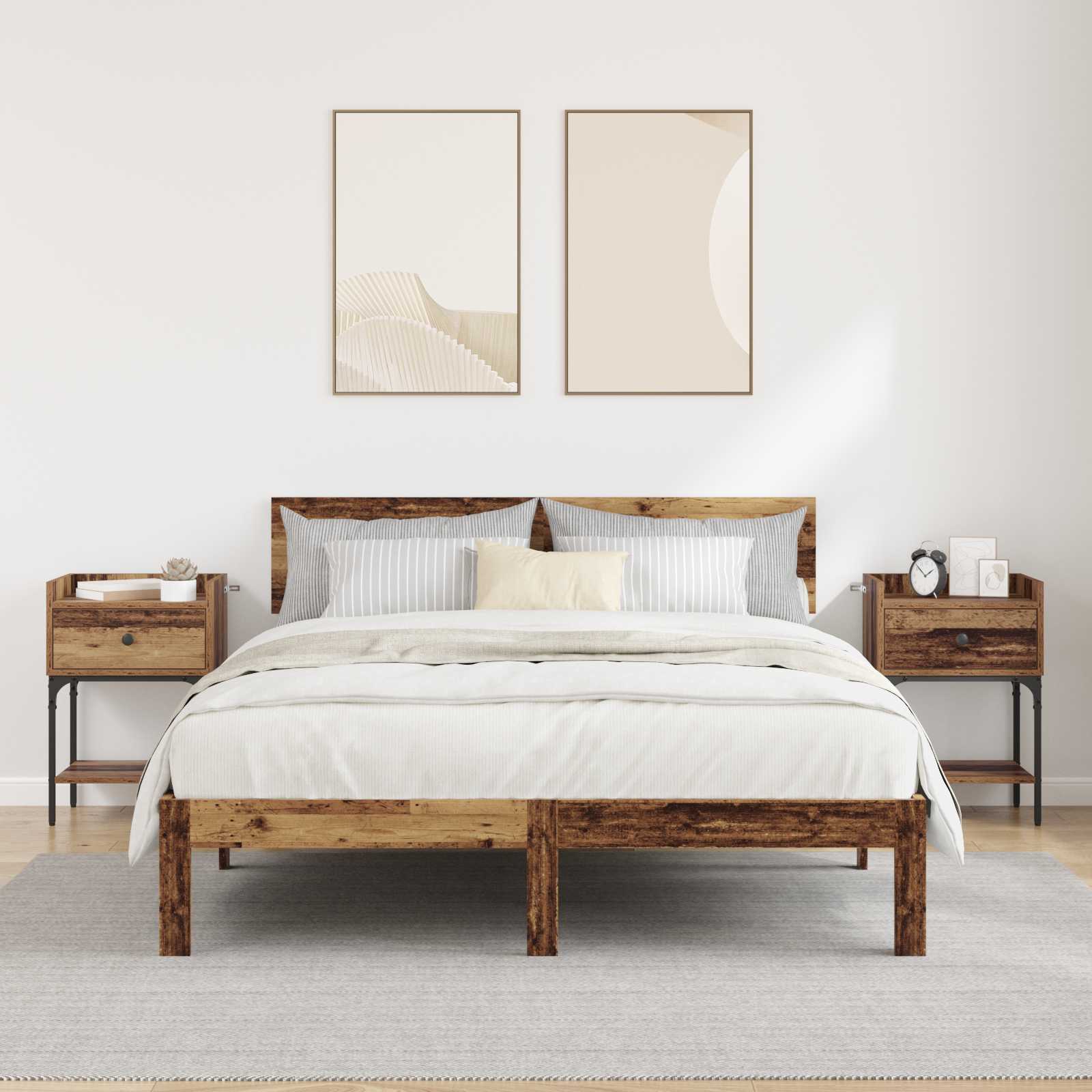 Noćni ormarić s ladicama 2 pcs Staro drvo 40 x 29 x 60 cm
