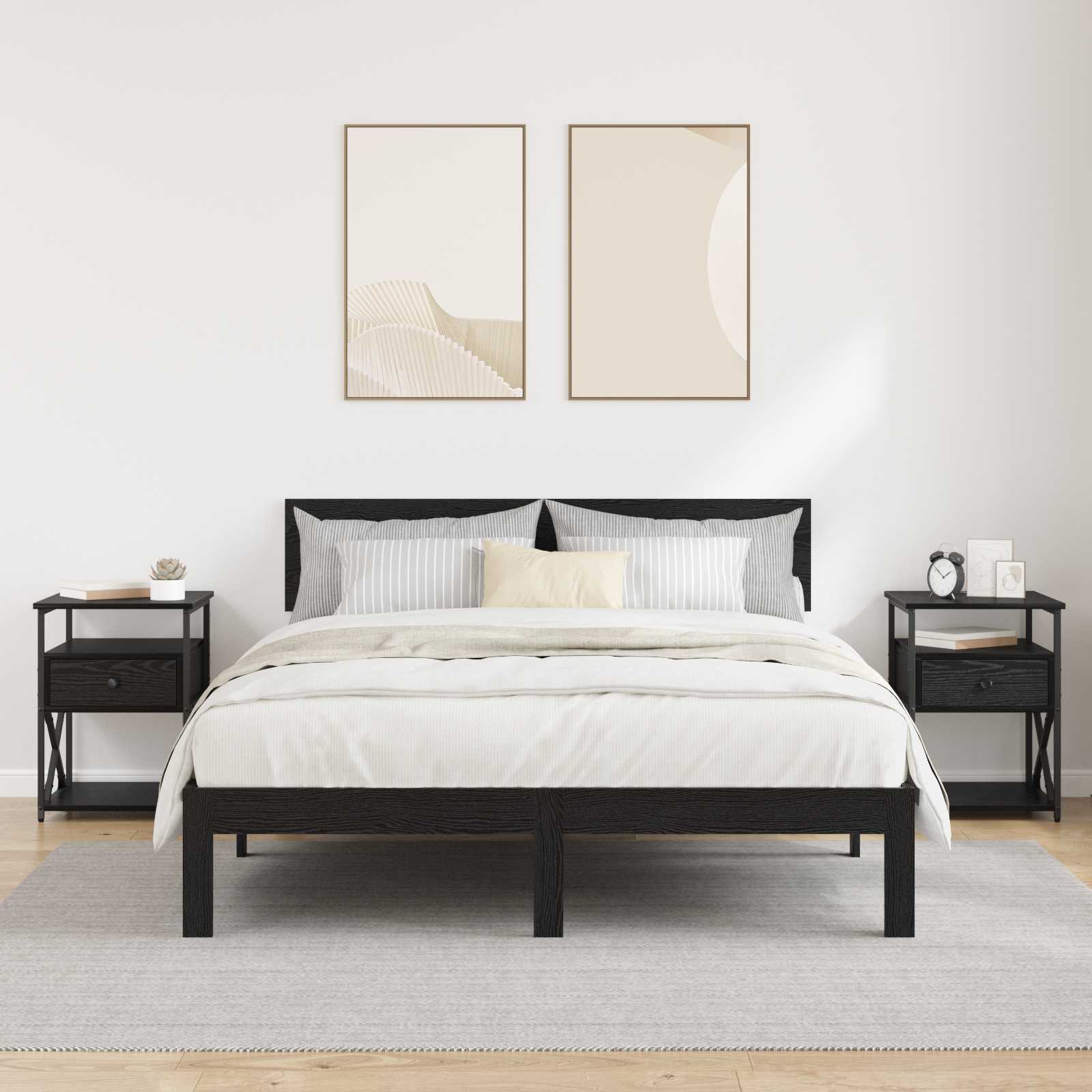 Noćni ormar 2 pcs Crni hrast 40 x 42 x 55 cm Konstruirano drvo