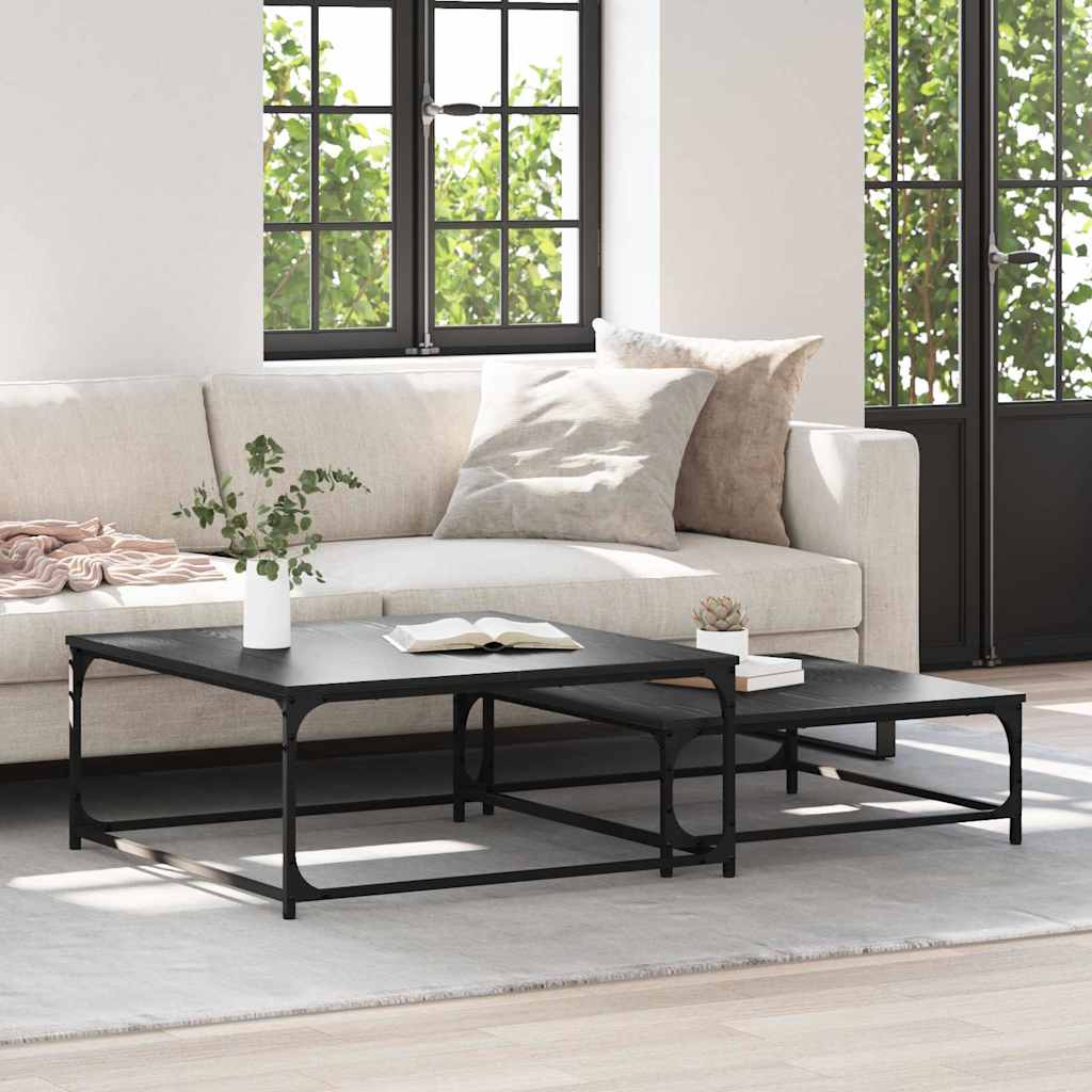 Kava Stol 2 pcs Crni hrast Konstruirano drvo