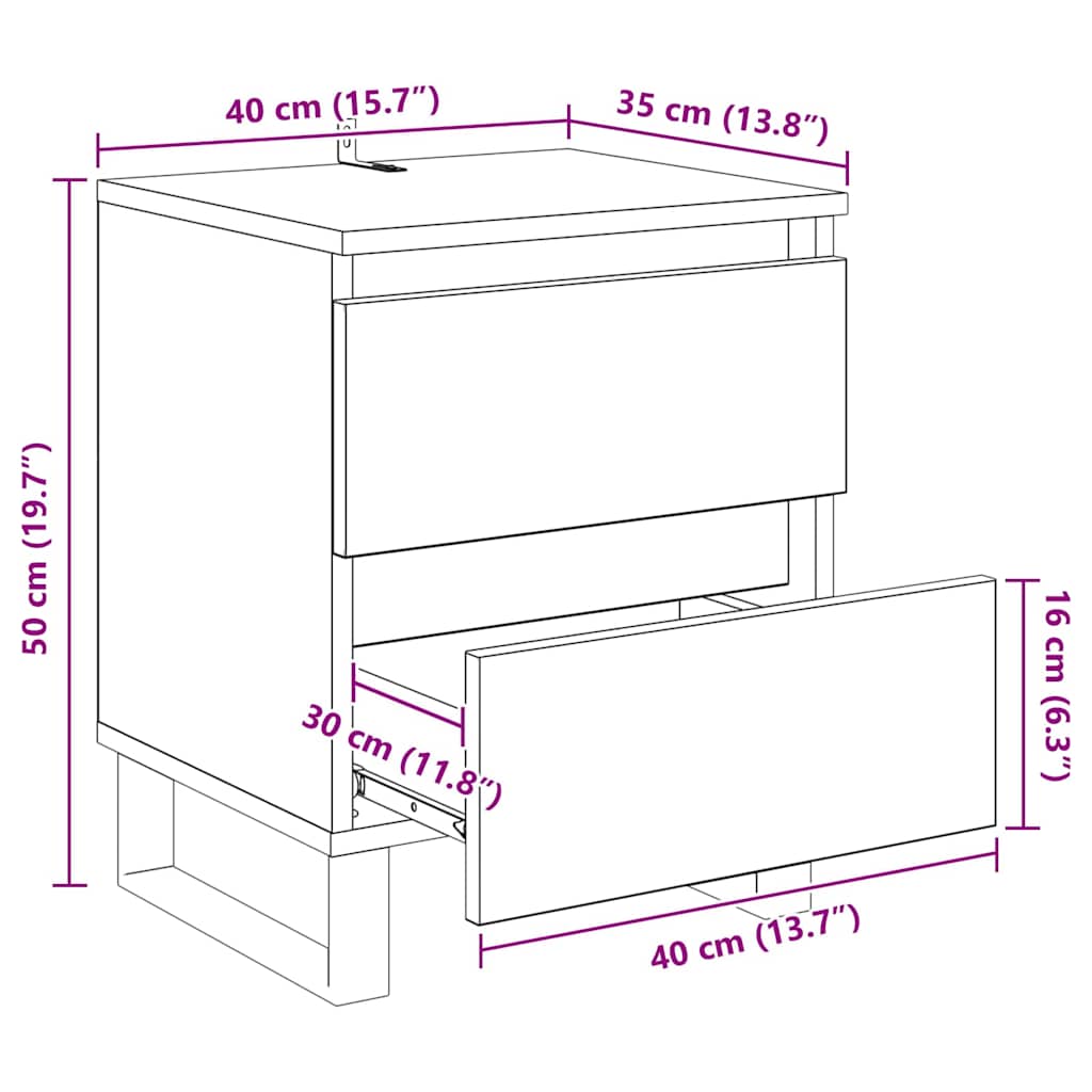 Noćni ormar Staro drvo 40 x 35 x 50 cm Konstruirano drvo