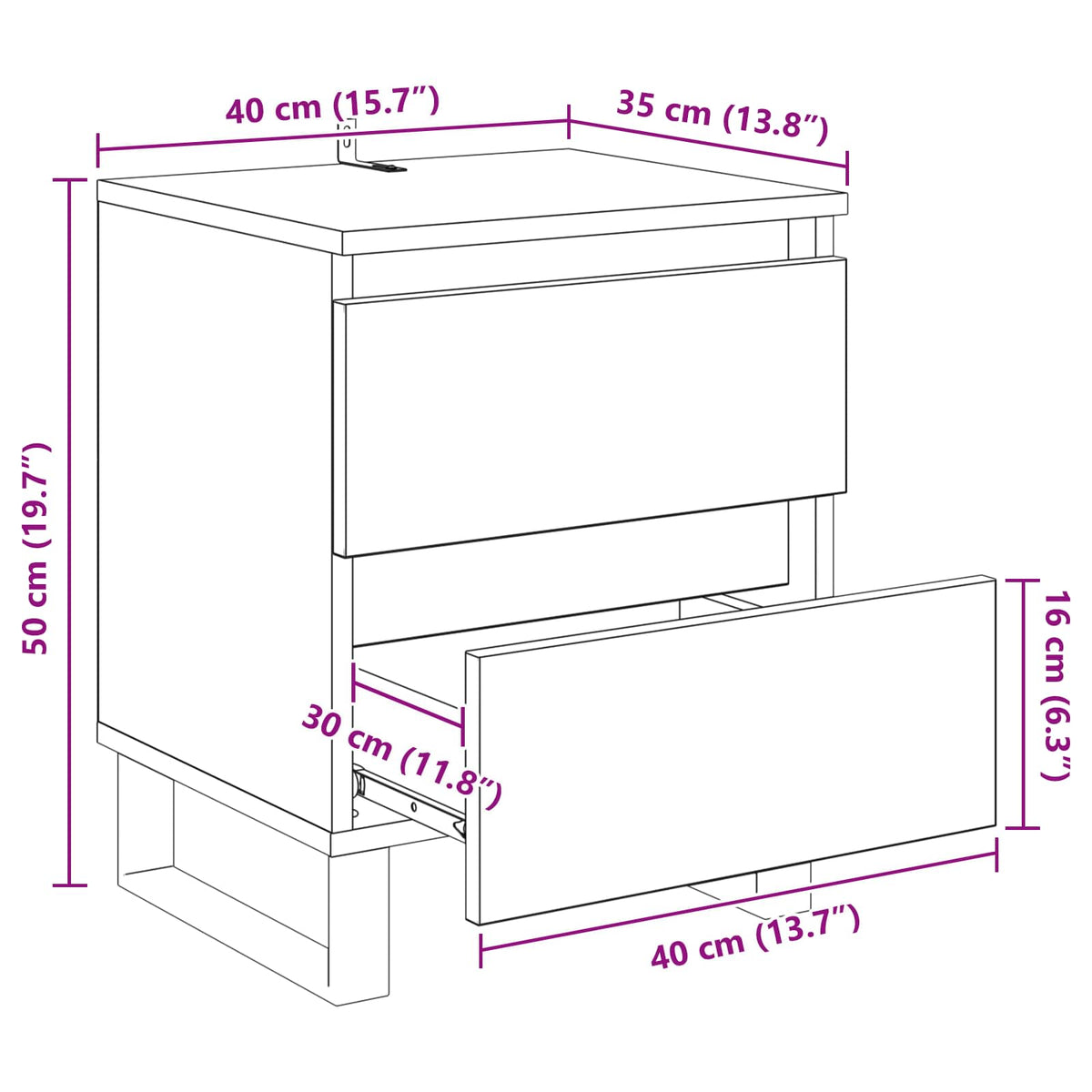 Noćni ormar 2 pcs Staro drvo 40 x 35 x 50 cm Konstruirano drvo