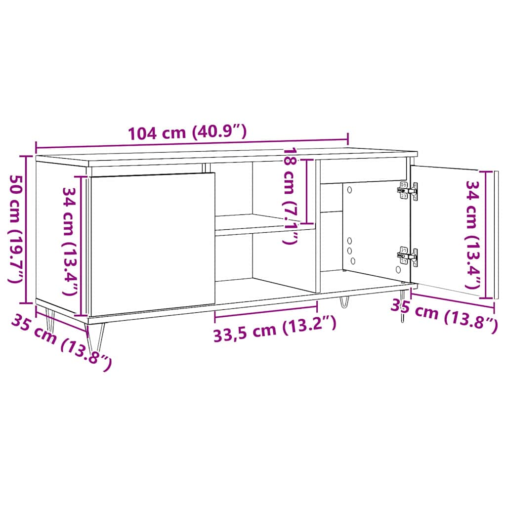 TV ormar Umjetnički hrast 104 x 35 x 50 cm Konstruirano drvo