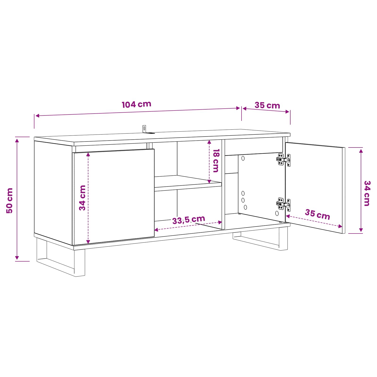 TV ormar Umjetnički hrast 104 x 35 x 50 cm Konstruirano drvo
