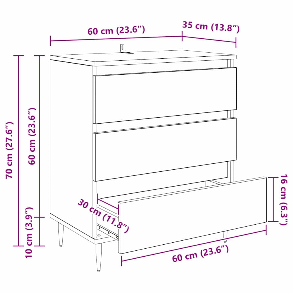 Kreveta Umjetnički hrast 60 x 35 x 70 cm Konstruirano drvo