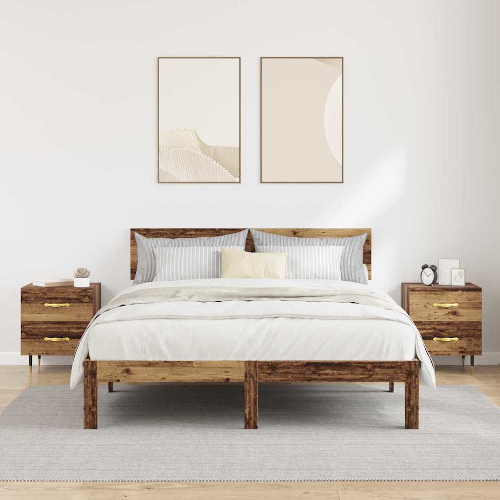 Noćni ormar s ladicama 2 pcs Staro drvo 40 x 35 x 47,5 cm