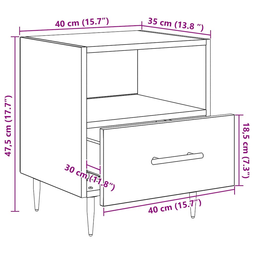 Noćni ormarić 2 pcs Smeđa 40 x 35 x 47,5 cm Konstruirano drvo