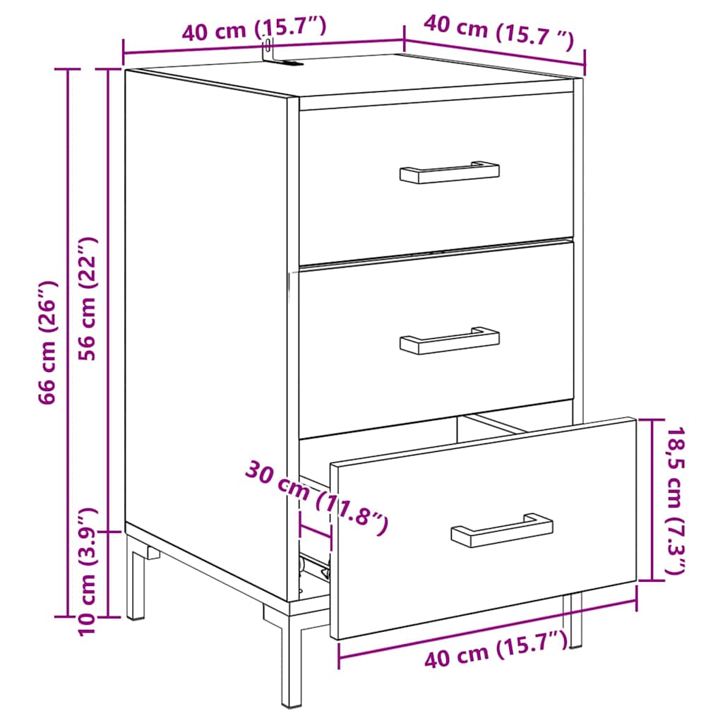 Noćni ormar Staro drvo 40 x 40 x 66 cm Konstruirano drvo