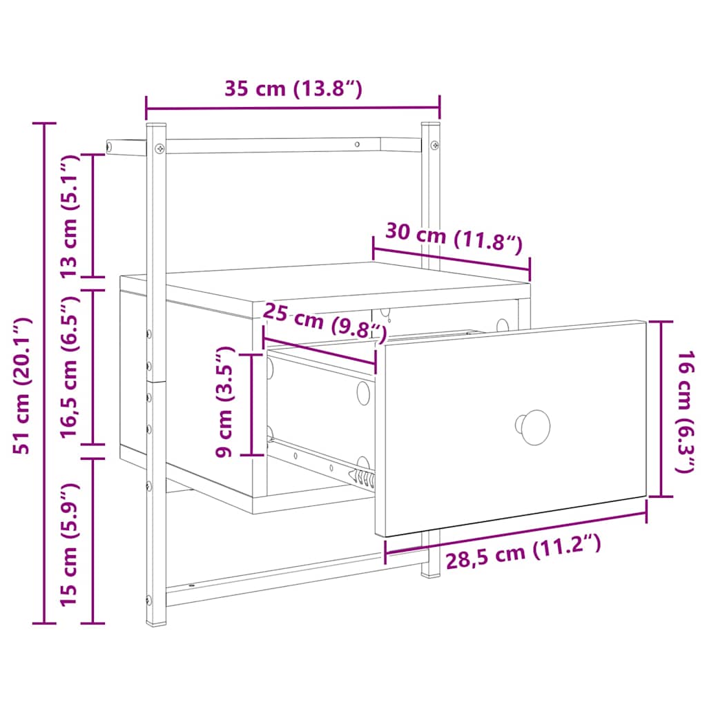 Noćni ormar 2 pcs Crni hrast 35 x 30 x 51 cm Konstruirano drvo