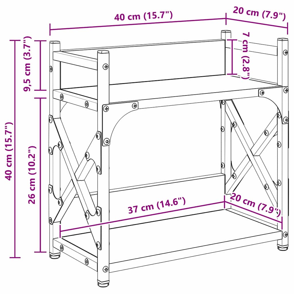 Držač za printer Umjetnički hrast 40 x 20 x 40 cm