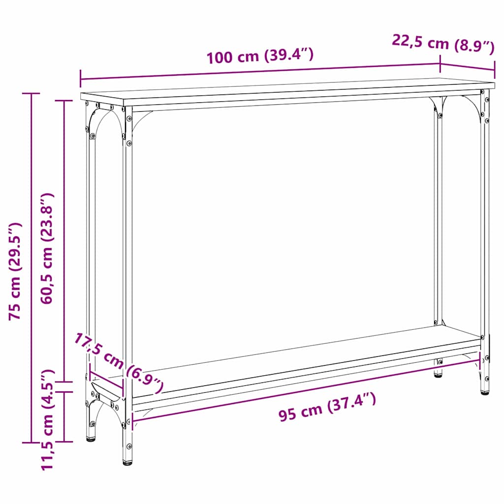 Konzolna stolica s policom Staro drvo 100 x 22,5 x 75 cm
