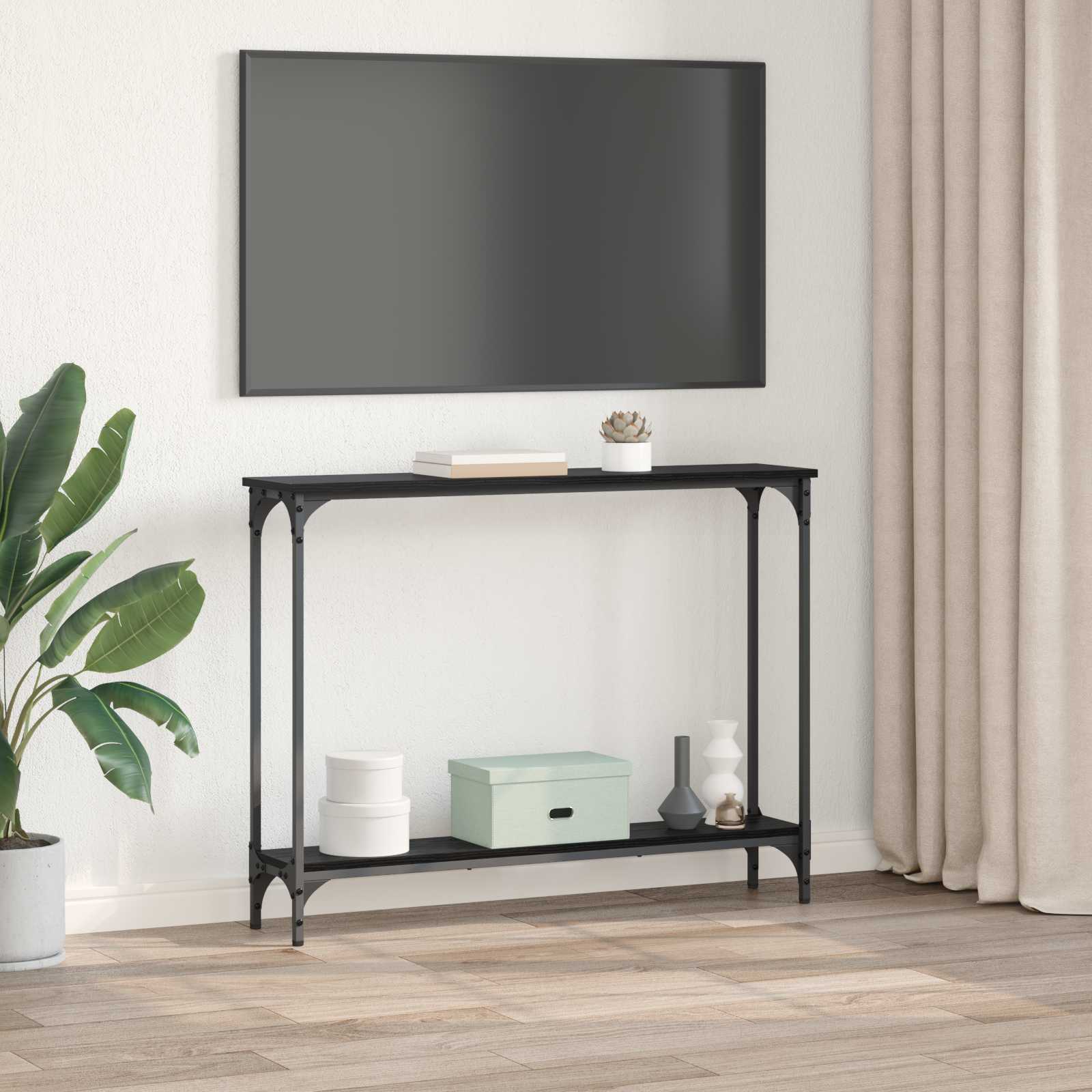 Konzolna stolica s policom Crni hrast 100 x 22,5 x 75 cm