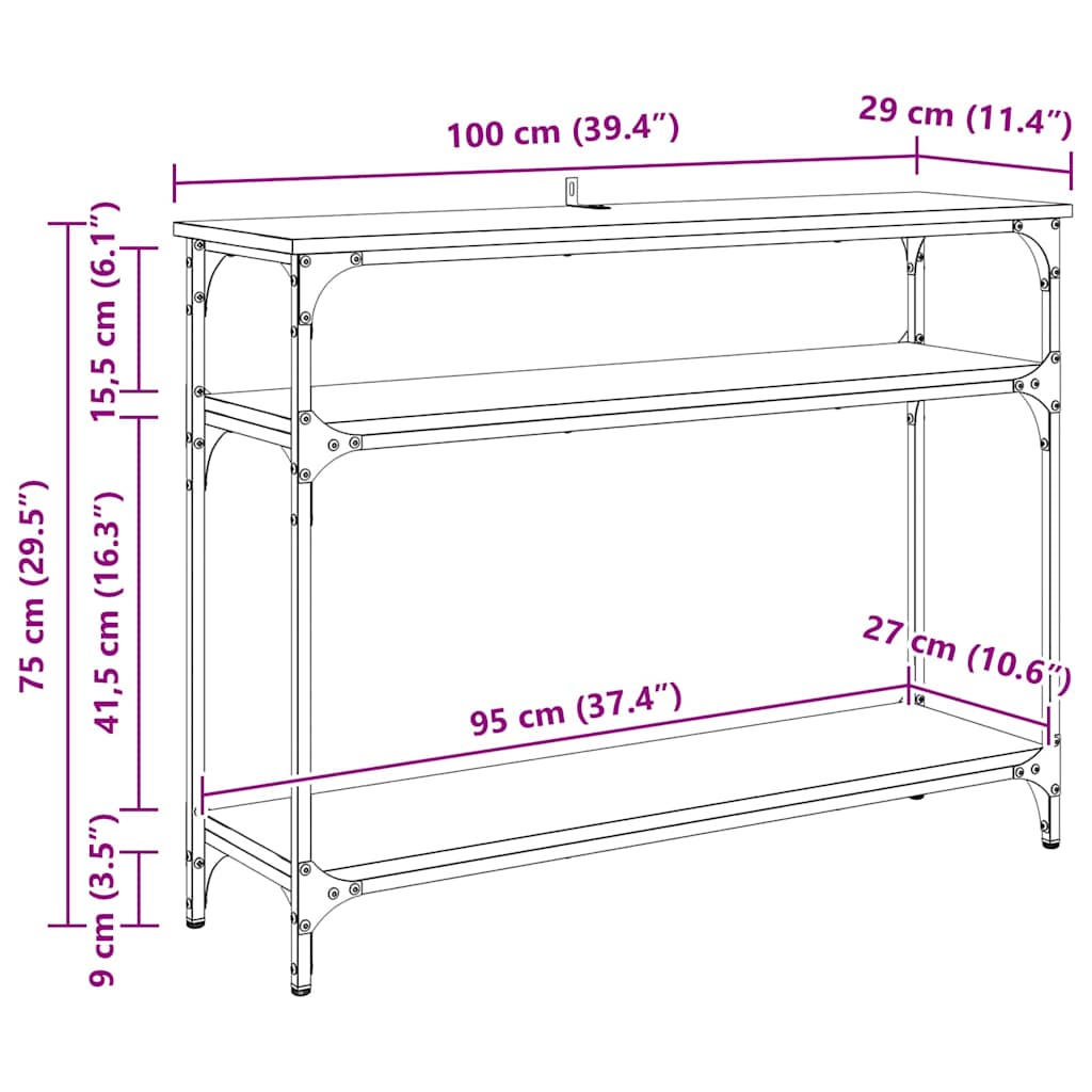 Konzolna stolica Crni hrast 100 x 29 x 75 cm Konstruirano drvo