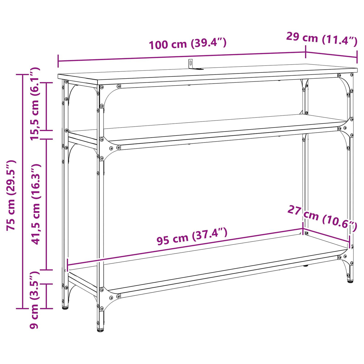 Konzolna stolica Crni hrast 100 x 29 x 75 cm Konstruirano drvo