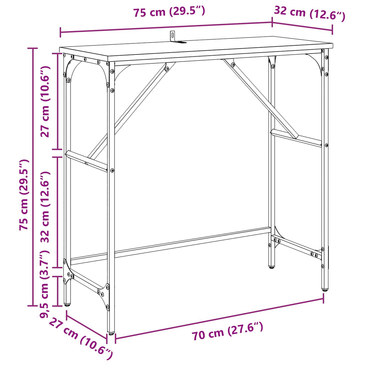 Konzolna stolica Umjetnički hrast 75 x 32 x 75 cm