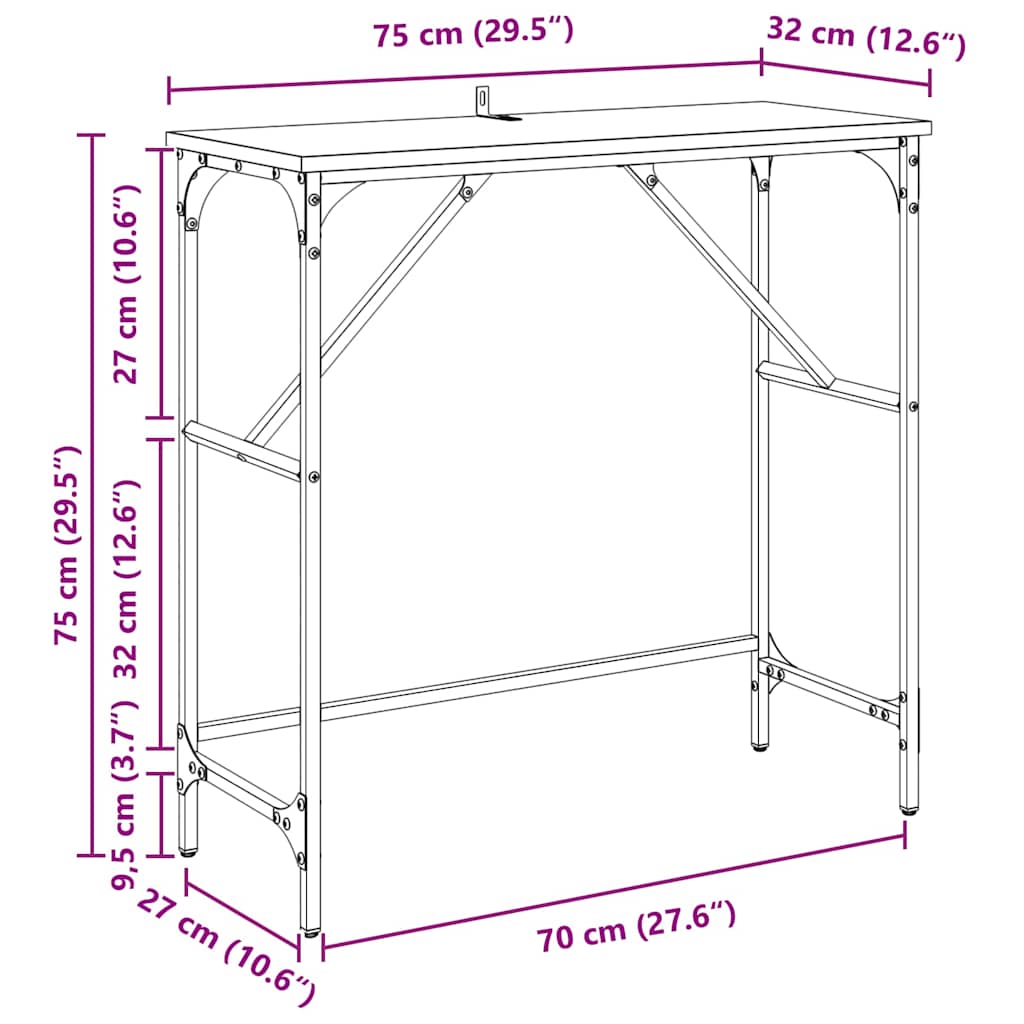 Konzolna stolica Crni hrast 75 x 32 x 75 cm Konstruirano drvo