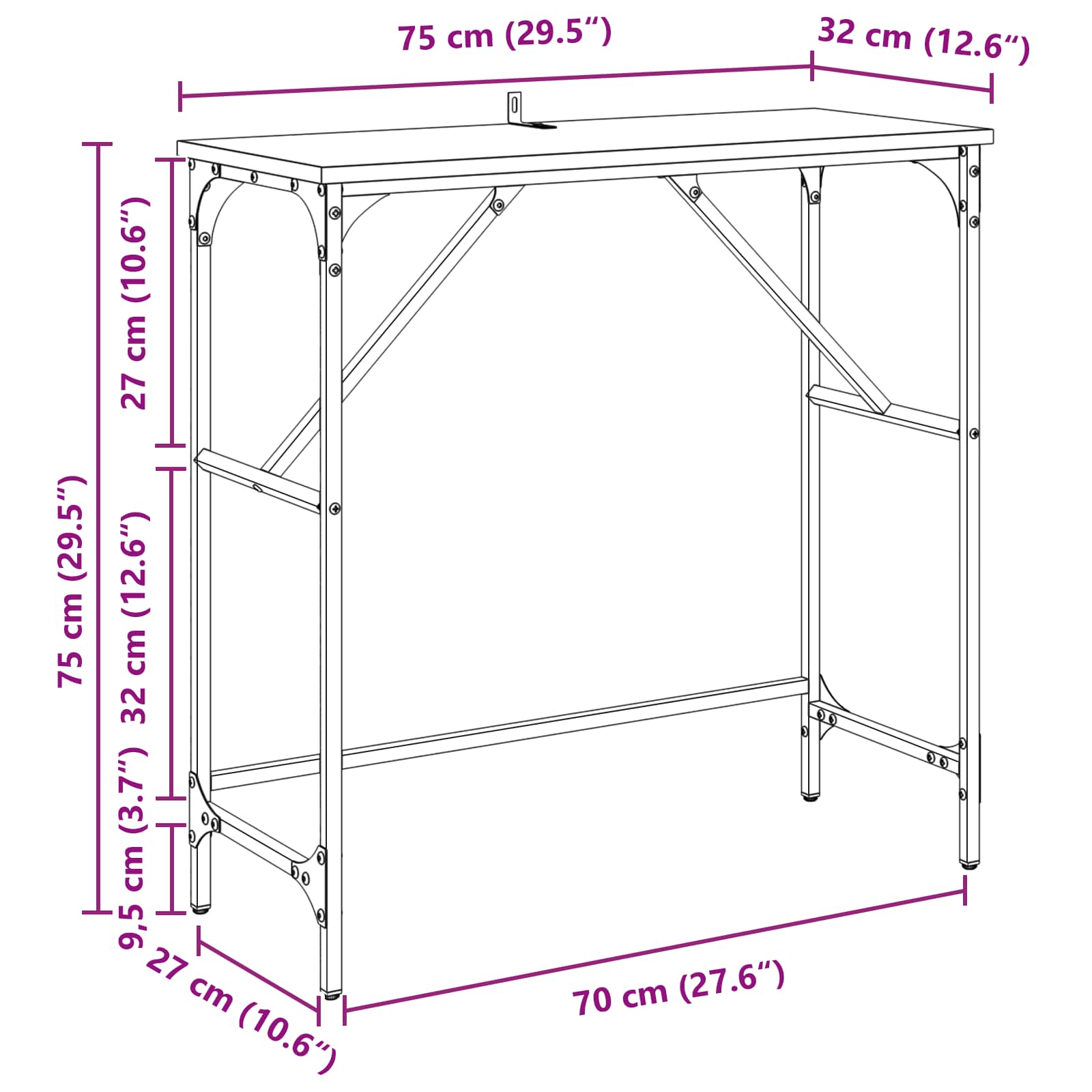 Konzolna stolica Crni hrast 75 x 32 x 75 cm Konstruirano drvo