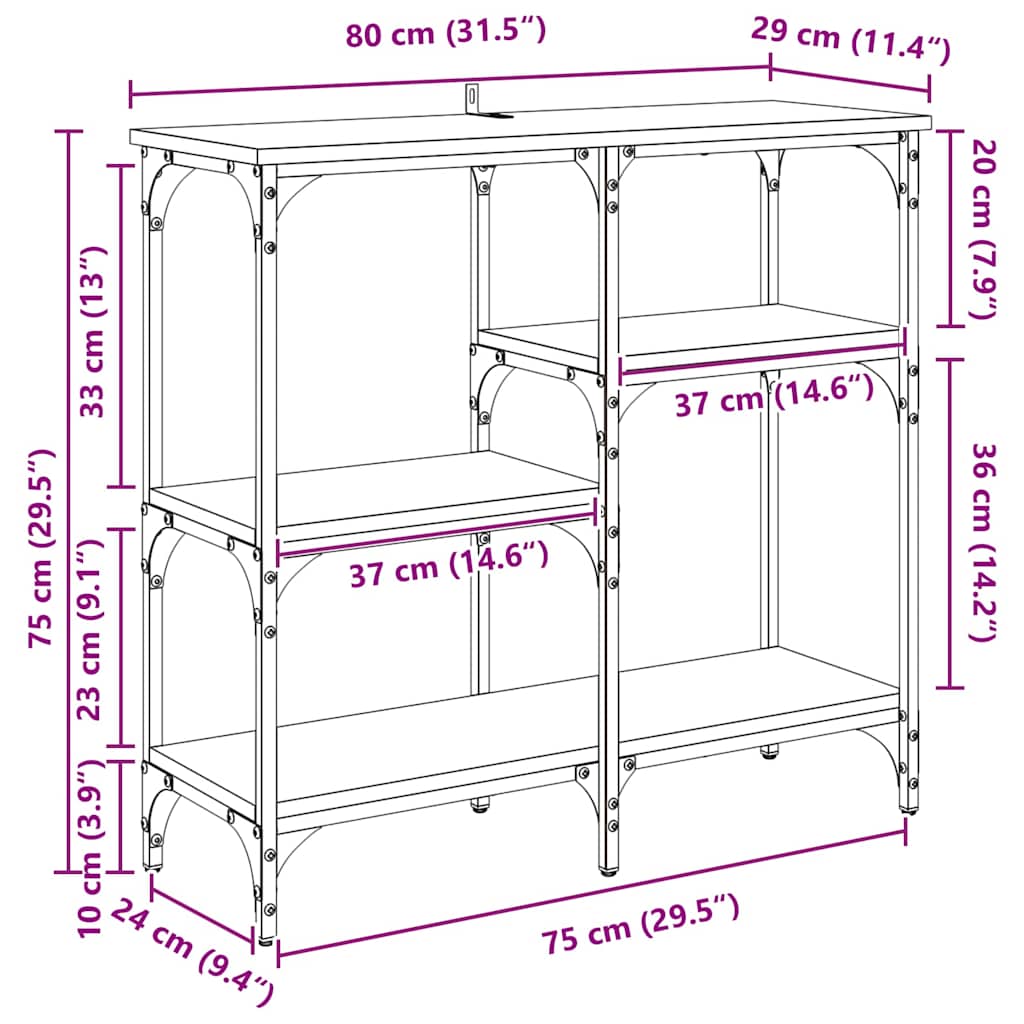 Konzolna stolica Crni hrast 80 x 29 x 75 cm Konstruirano drvo