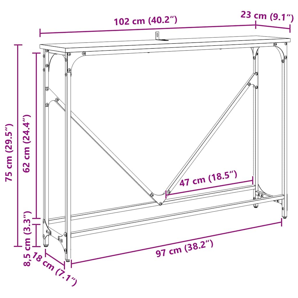 Konzolna stolica Crni hrast 102 x 23 x 75 cm Konstruirano drvo