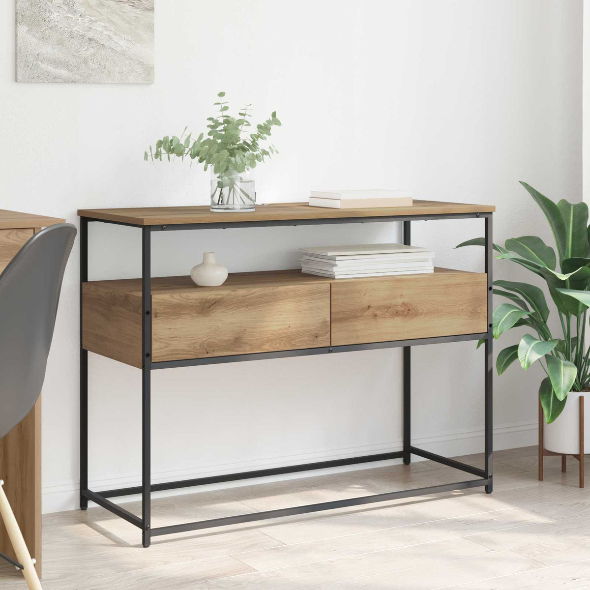 Konzolna stolica s ladicama Umjetnički hrast 100 x 40 x 75 cm