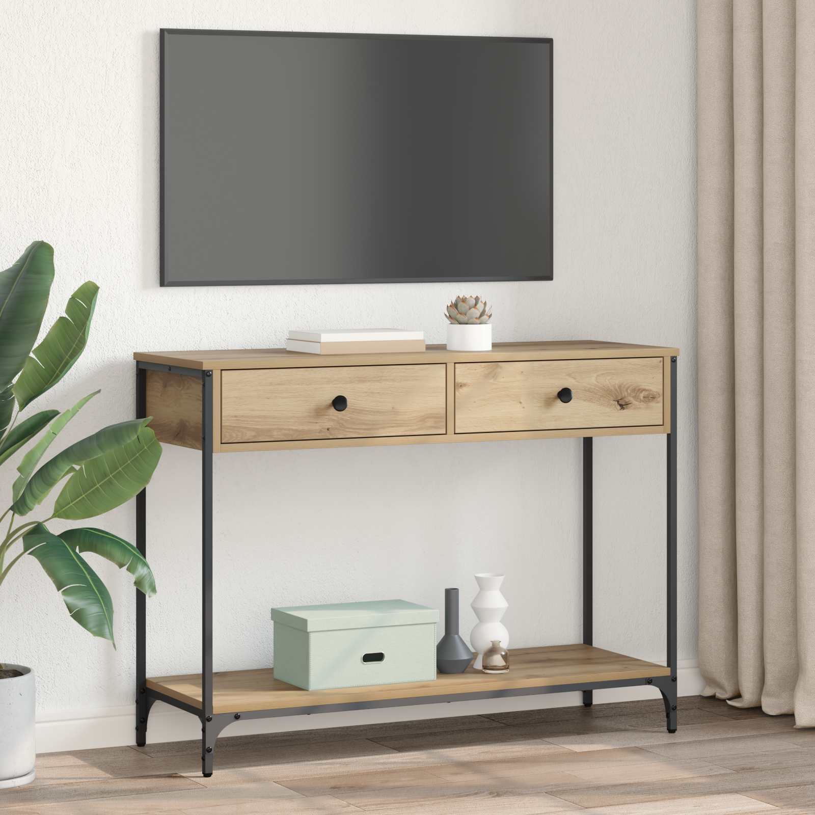 Konzolna stolica s ladicama Umjetnički hrast 100 x 34,5 x 75 cm