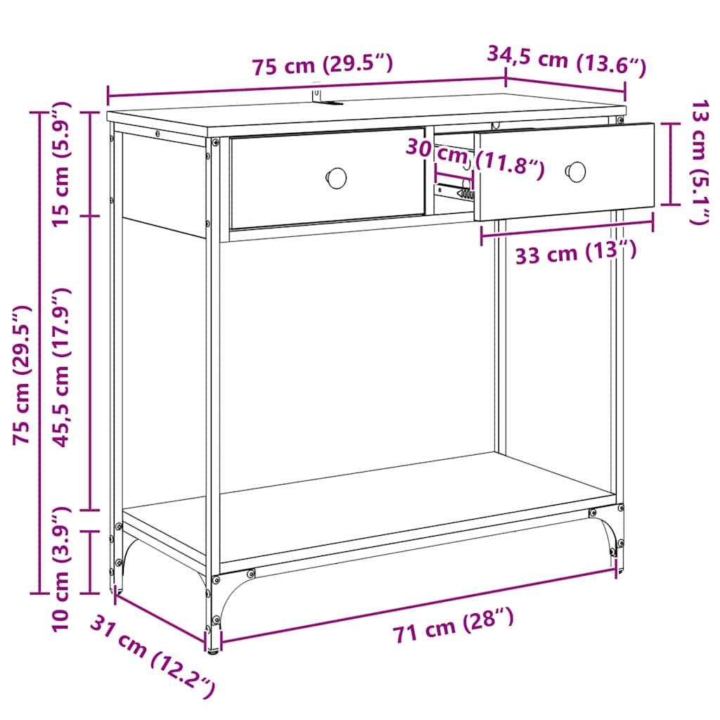 Konzolna stolica Crni hrast 75 x 34,5 x 75 cm Konstruirano drvo
