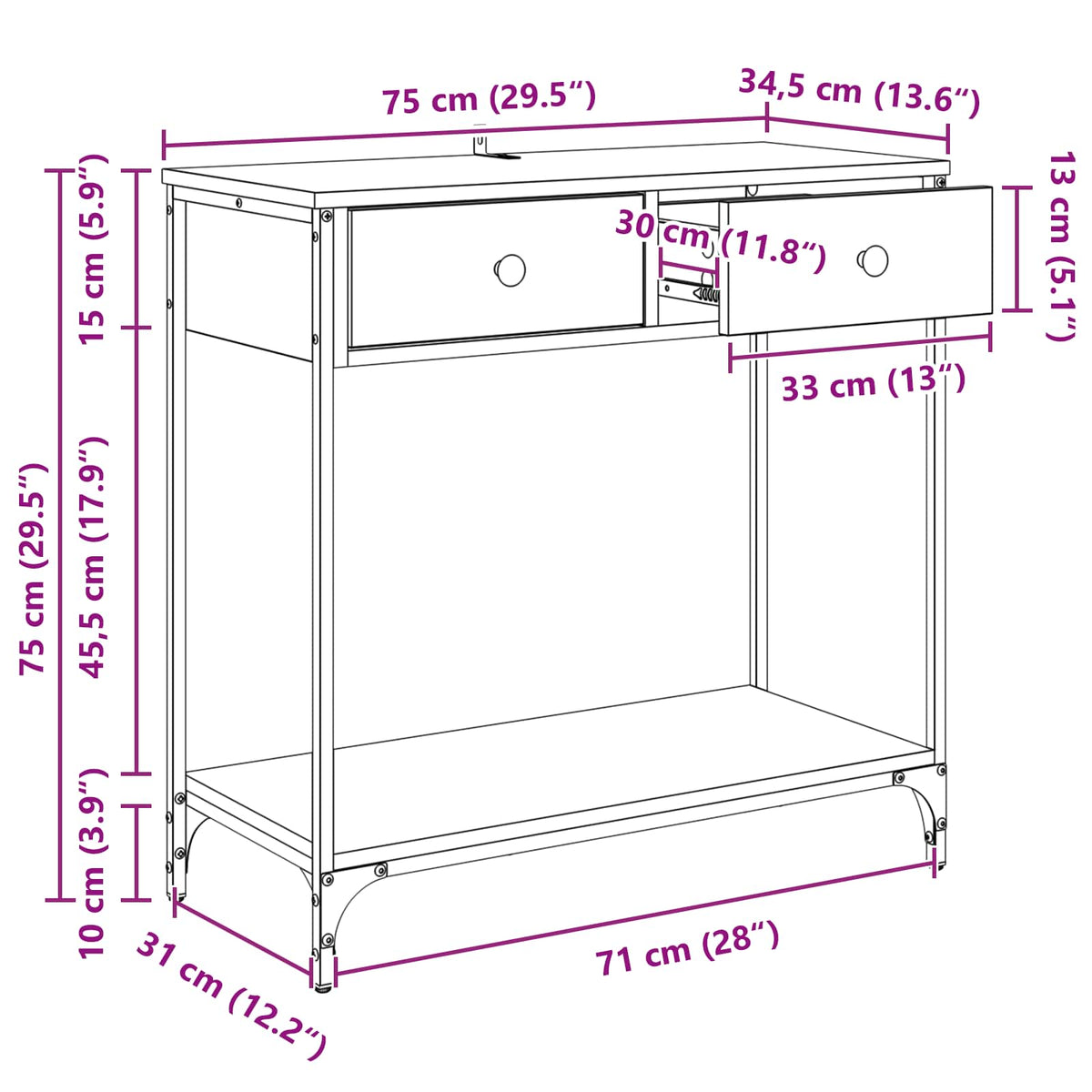 Konzolna stolica Crni hrast 75 x 34,5 x 75 cm Konstruirano drvo